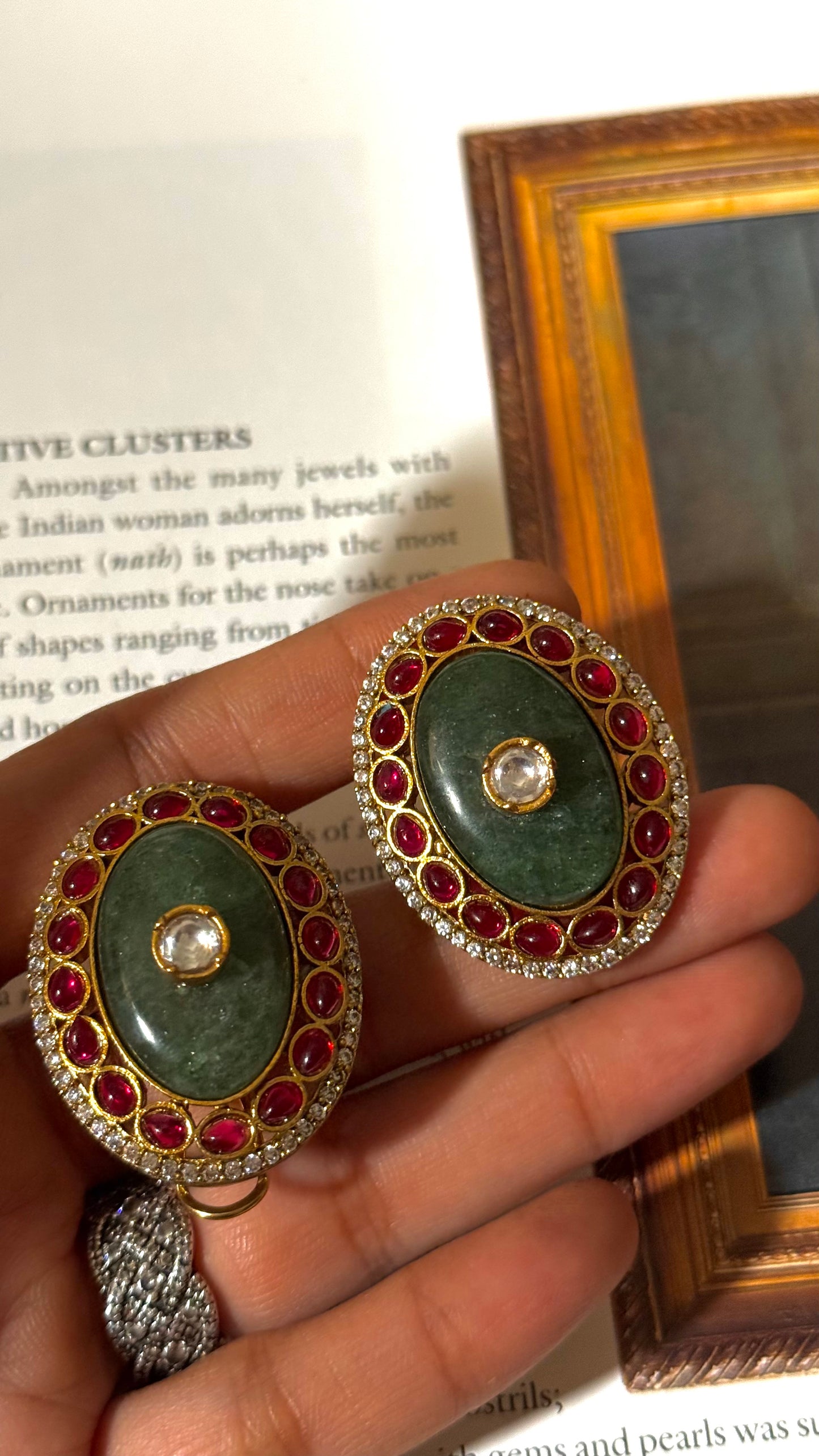 AP sage green & ruby studs