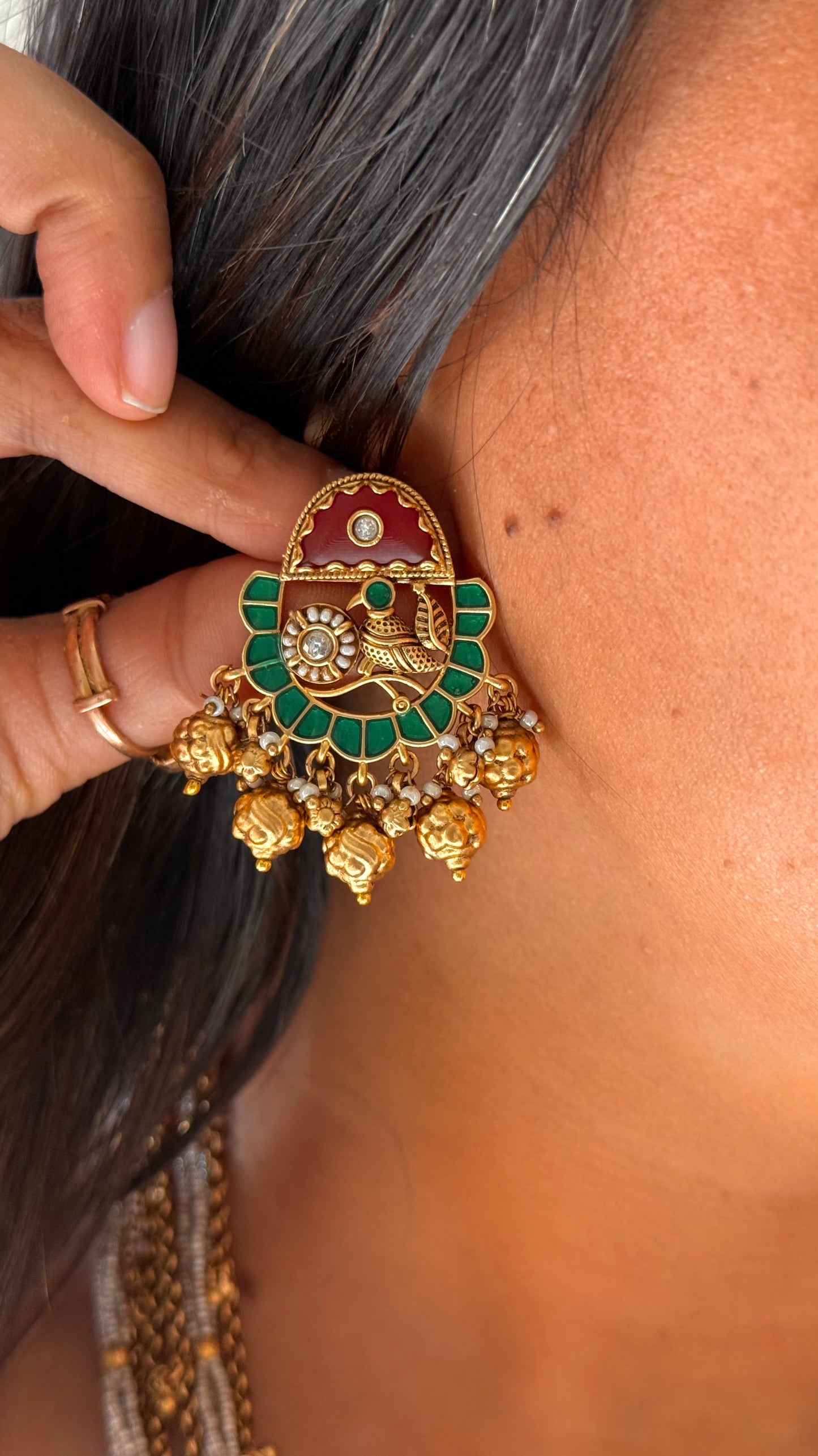 Rajwada ruby & emerald heritage long necklace