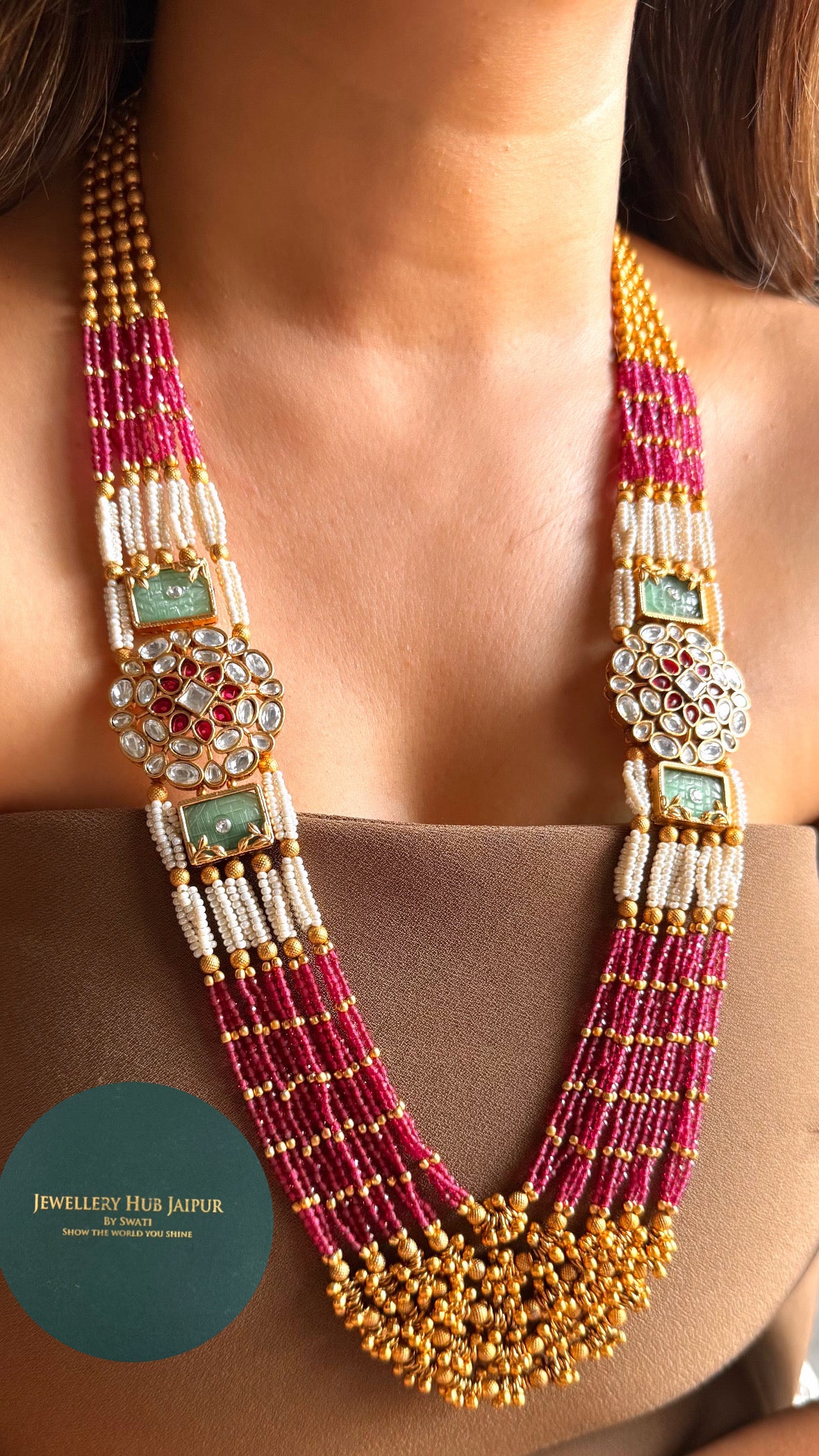 Mint & ruby floral maharani rajwada set
