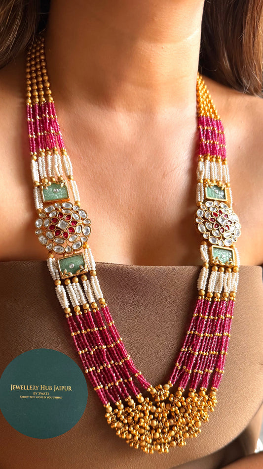 Mint & ruby floral maharani rajwada set
