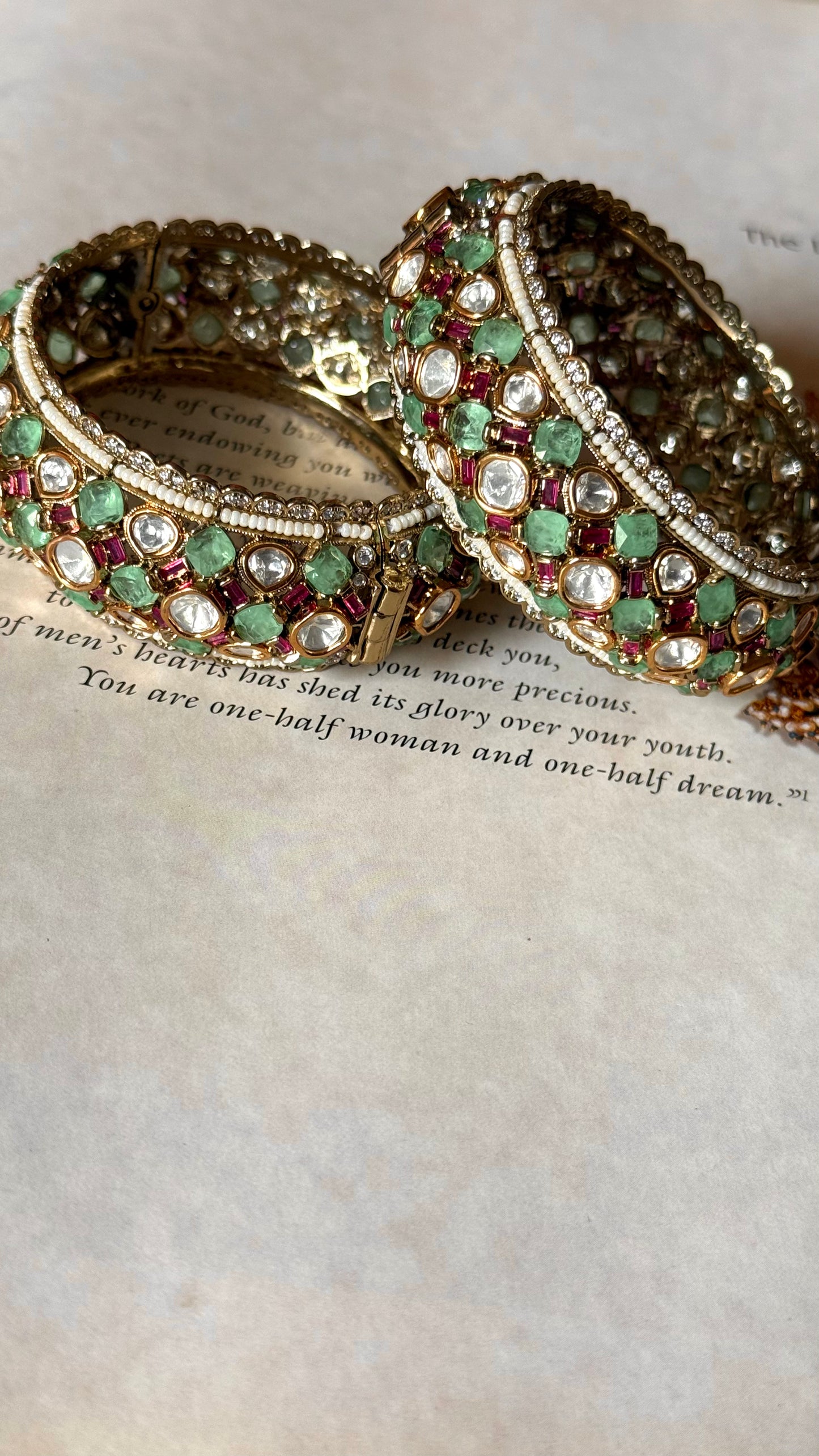 Mint doublet real Moissanite Victorian bangles