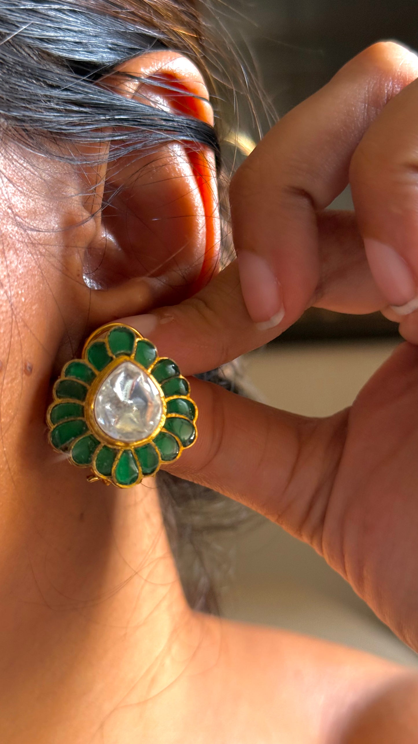 Ruby string & Emerald takkar pendant necklace
