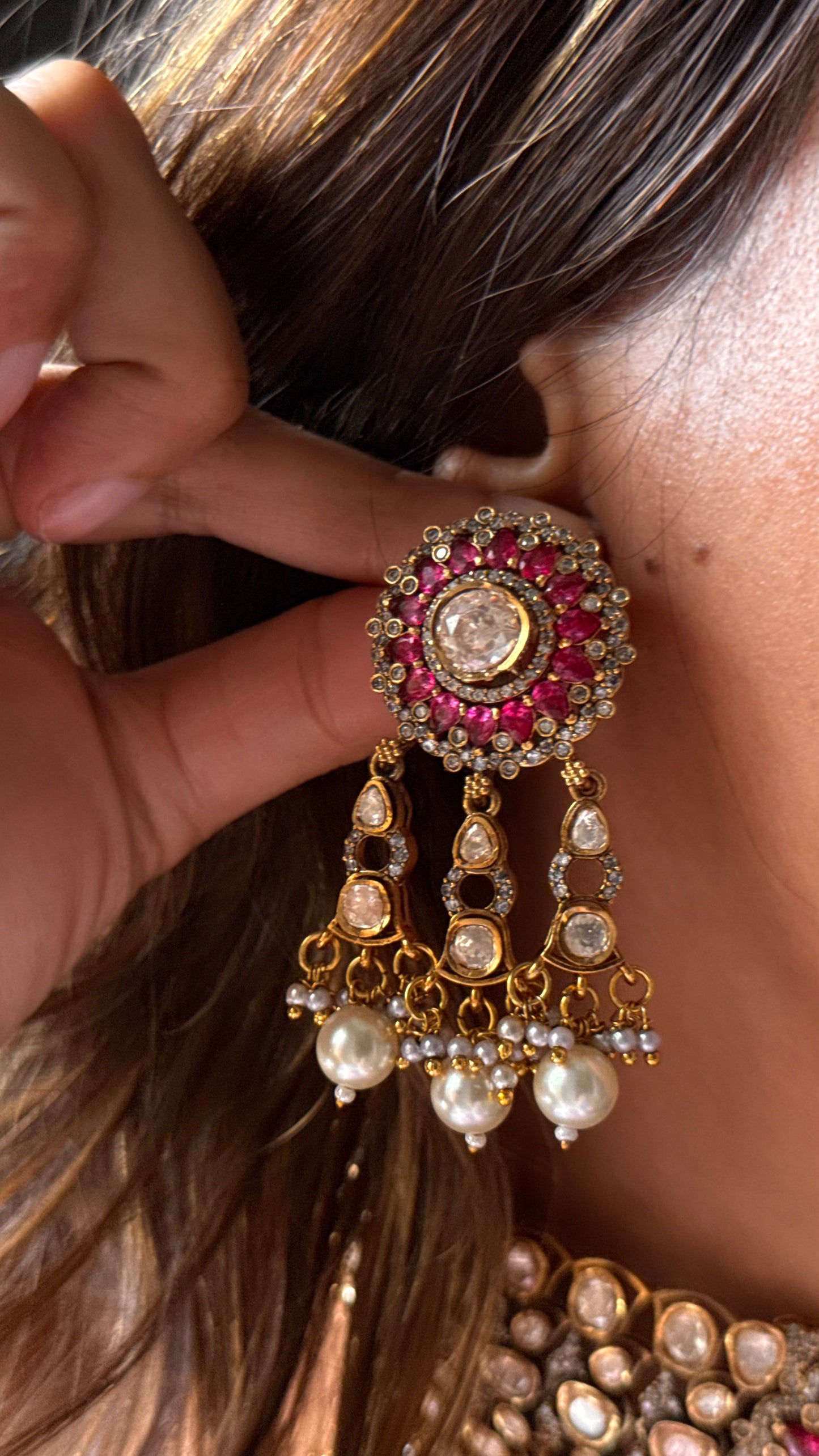 Ruby takkar peeli polki Victorian necklace