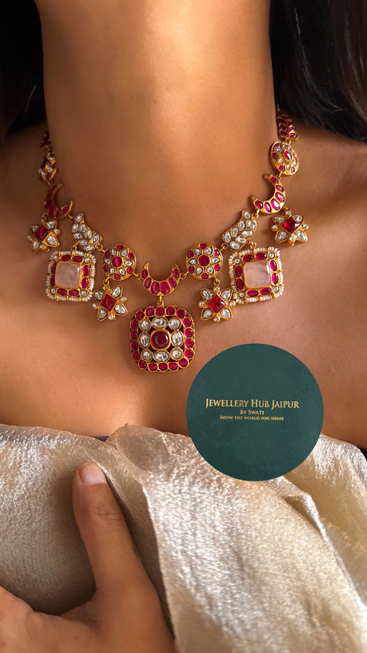 Amrapali ruby chandbali necklace
