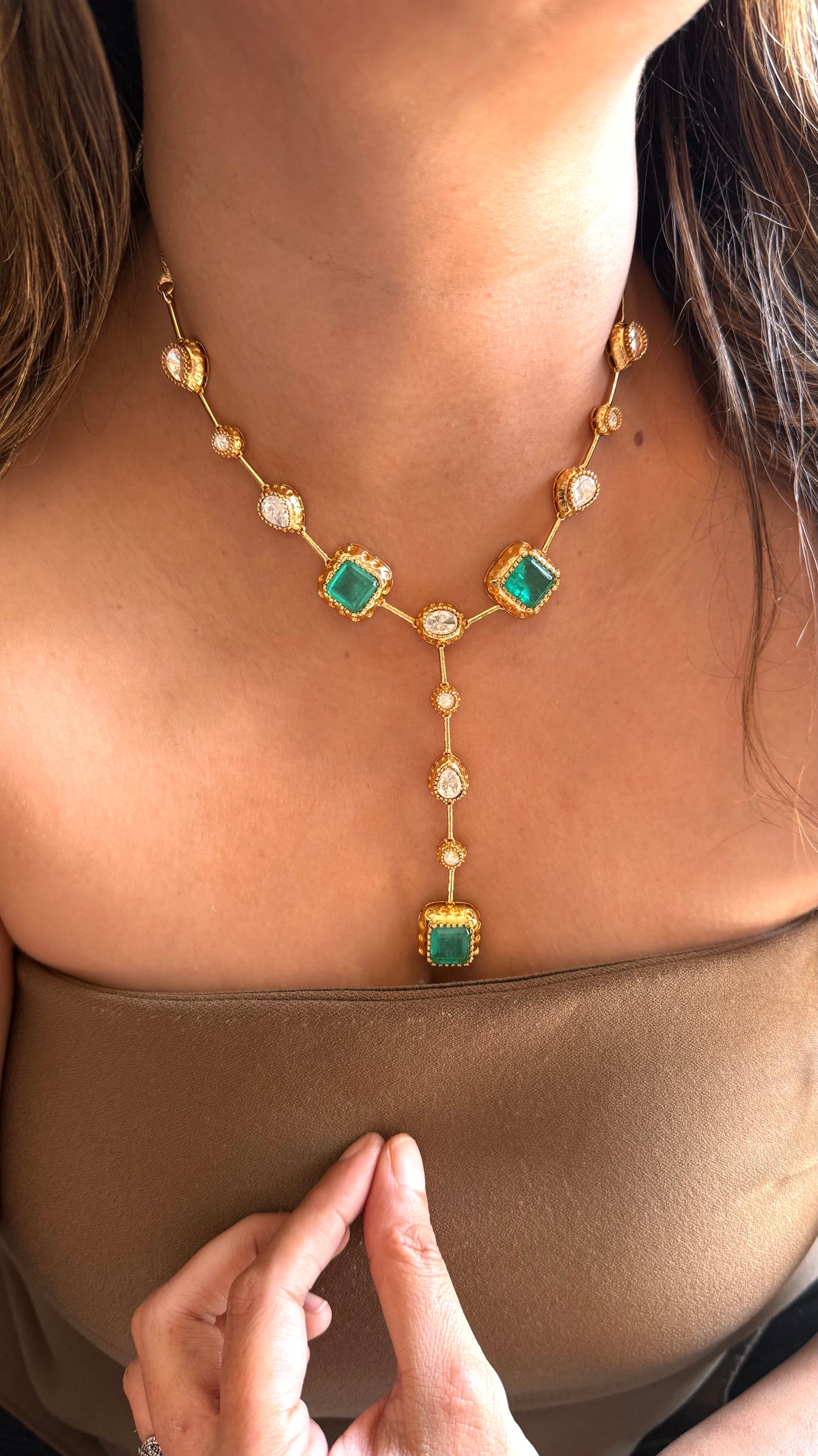 Mint cocktail Polki Necklace