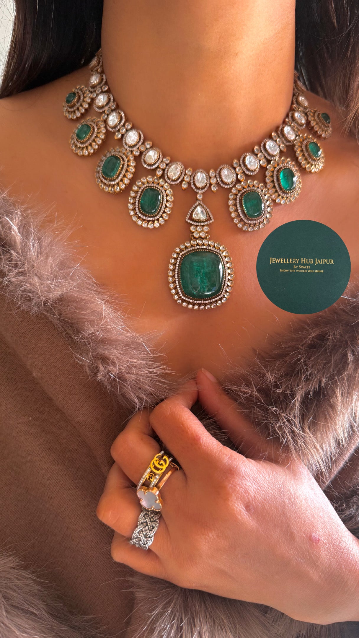 Emerald designer necklace