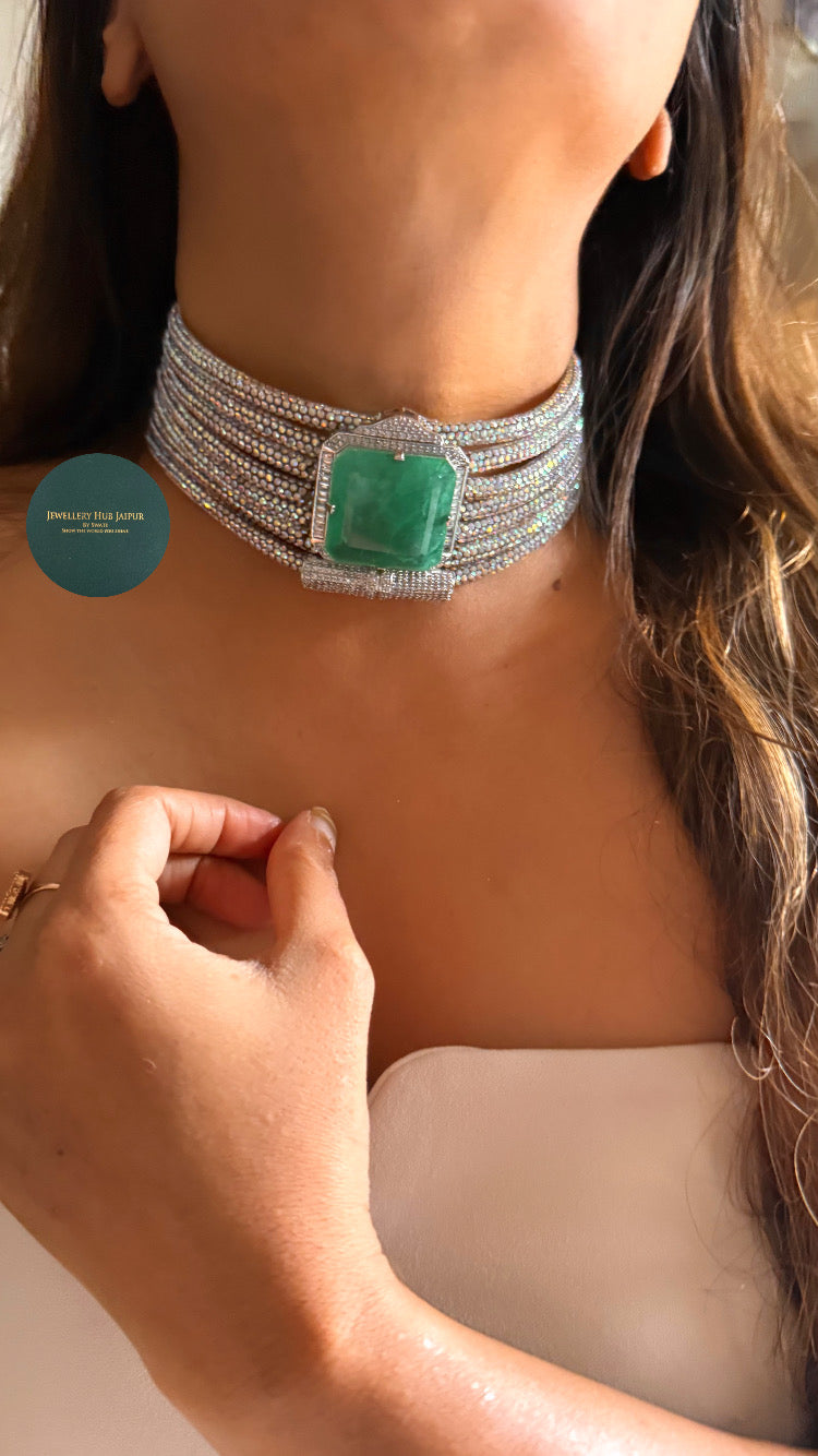 Mint doublet diamond cocktail choker set