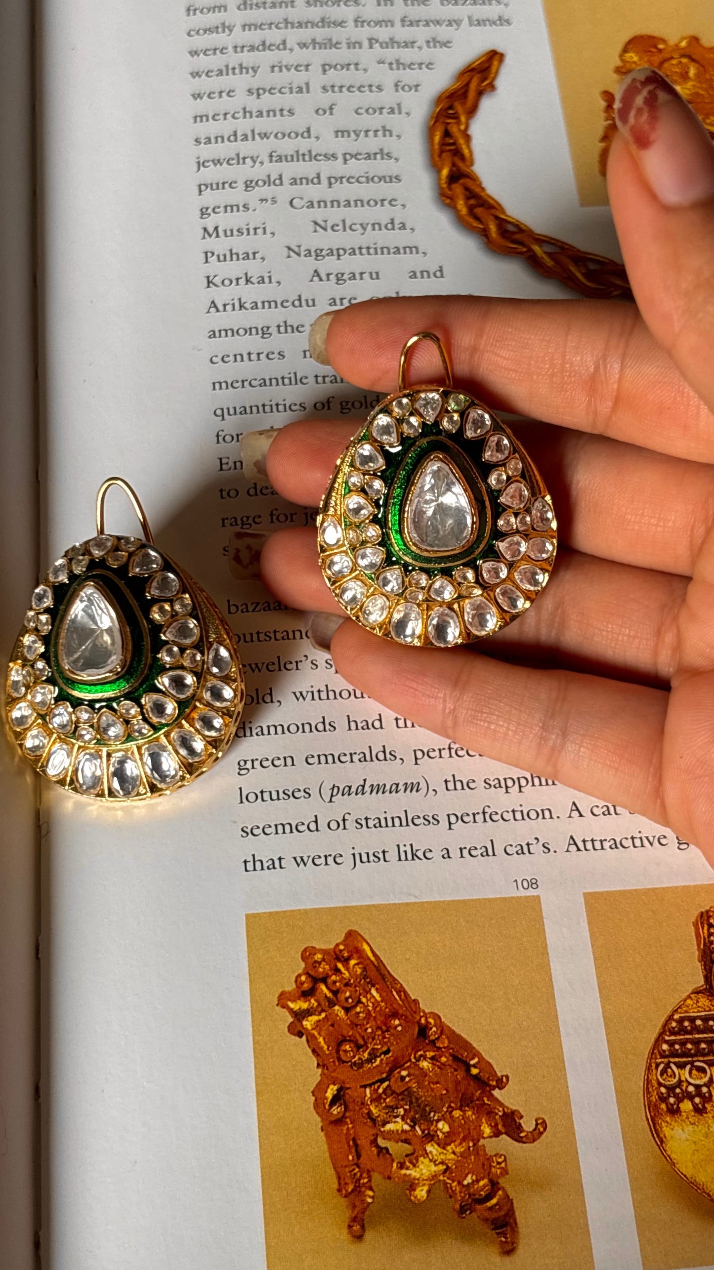 Meenakari with polki Studs