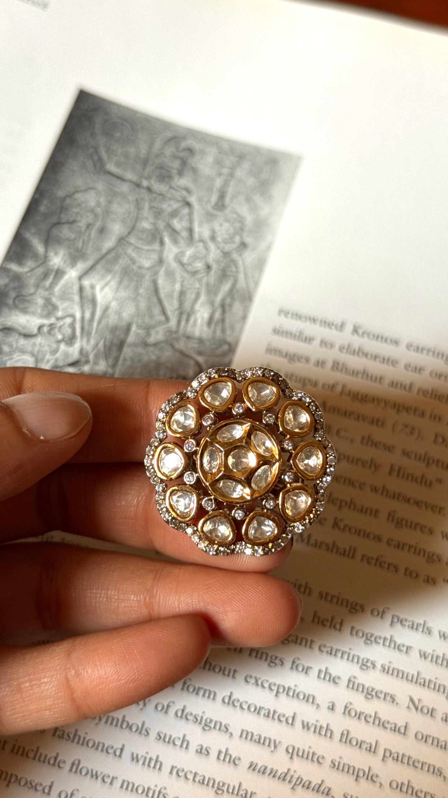 Moissanite polki adjustable Ring