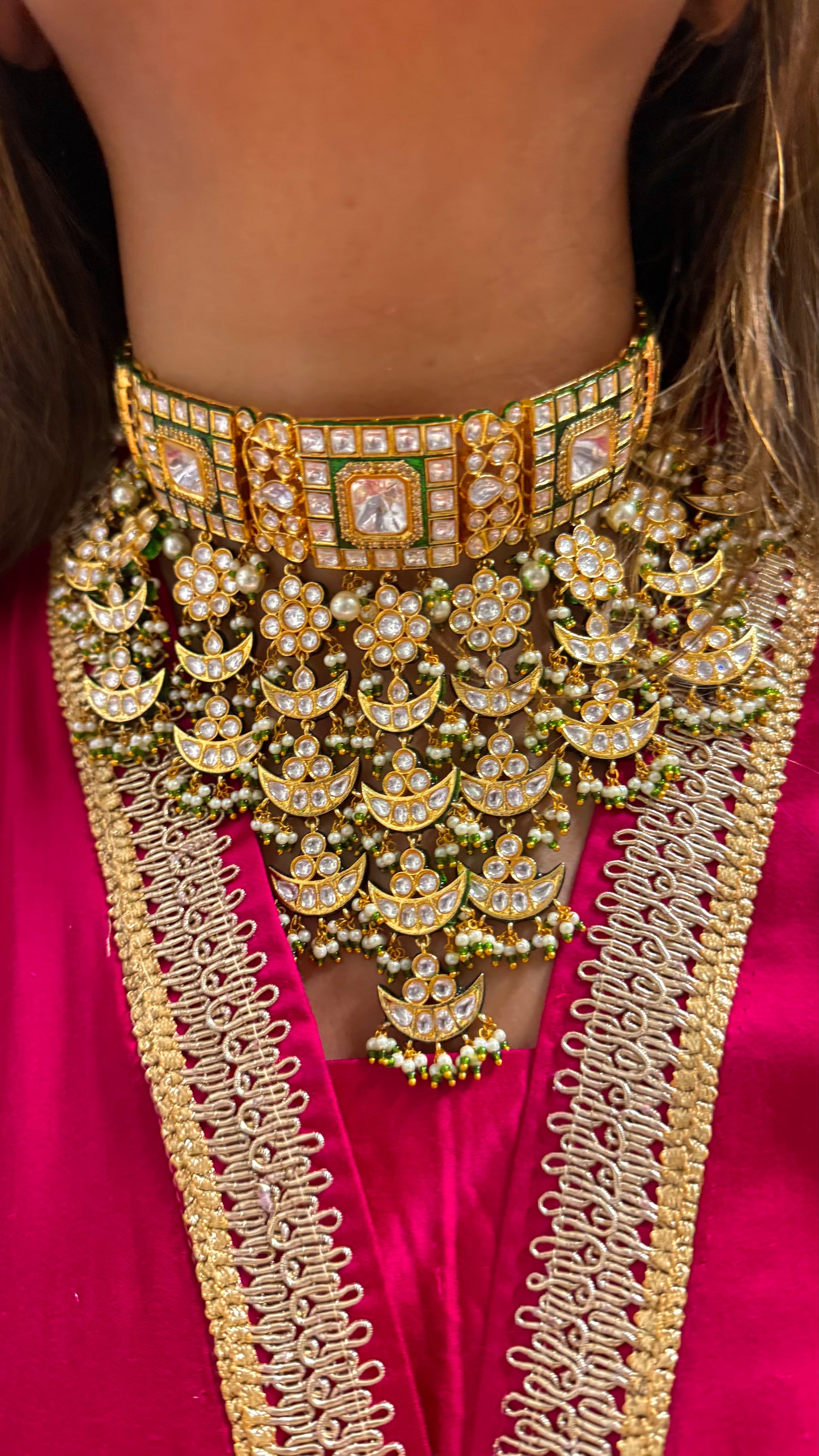 Chaand designer floral meenakari rajwada necklace