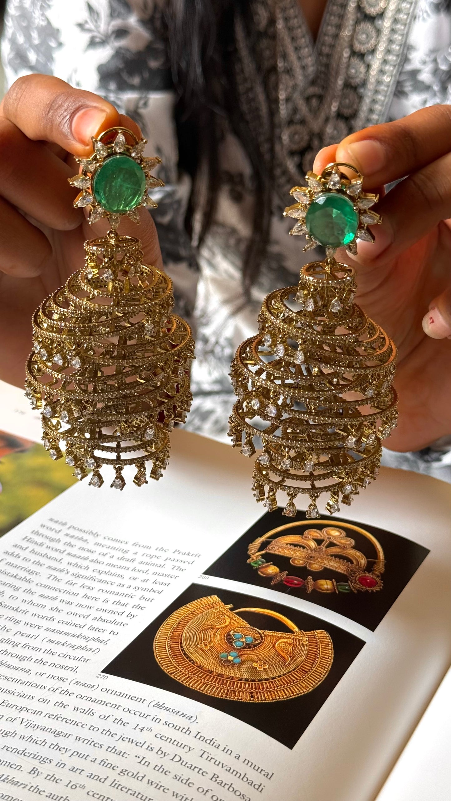 Emerald rain drop designer cocktail danglers