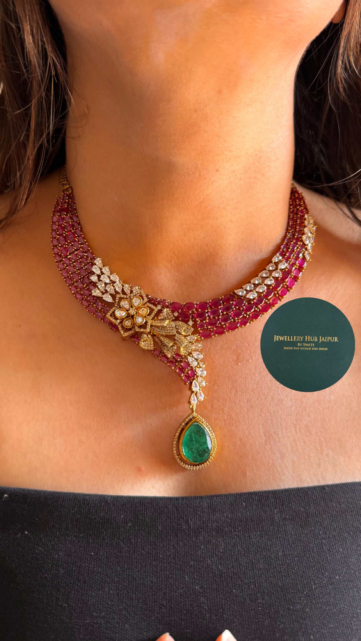 emerald & ruby designer necklace