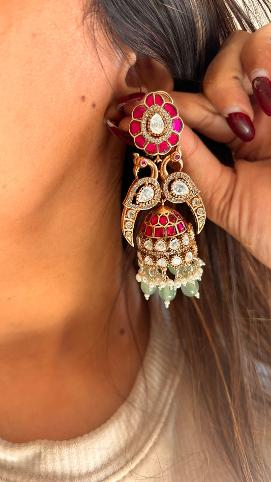 Daaniya Rajwada moissanite Rani pink Jhumka