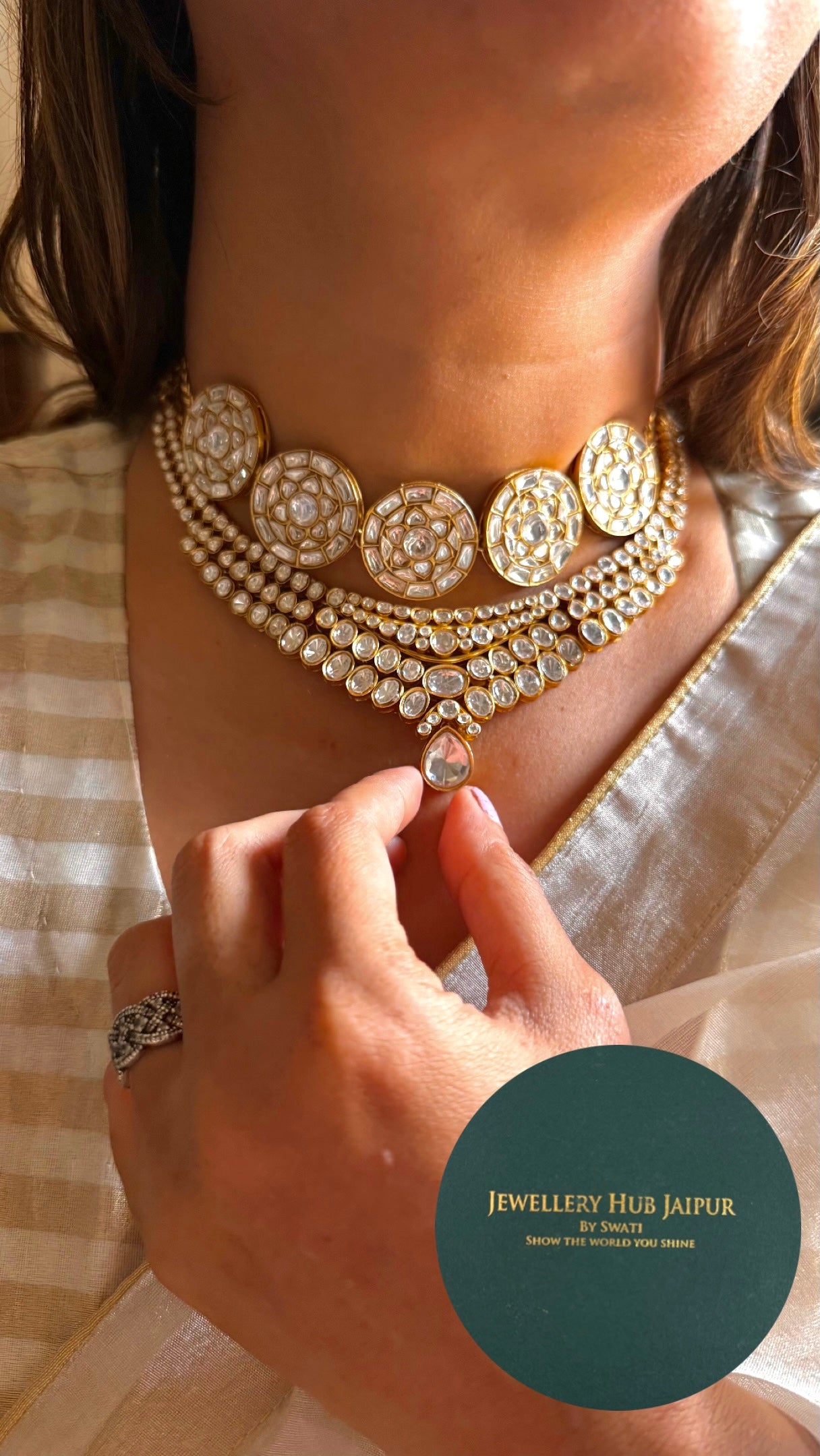 Designer Moissanite polki combo Necklace