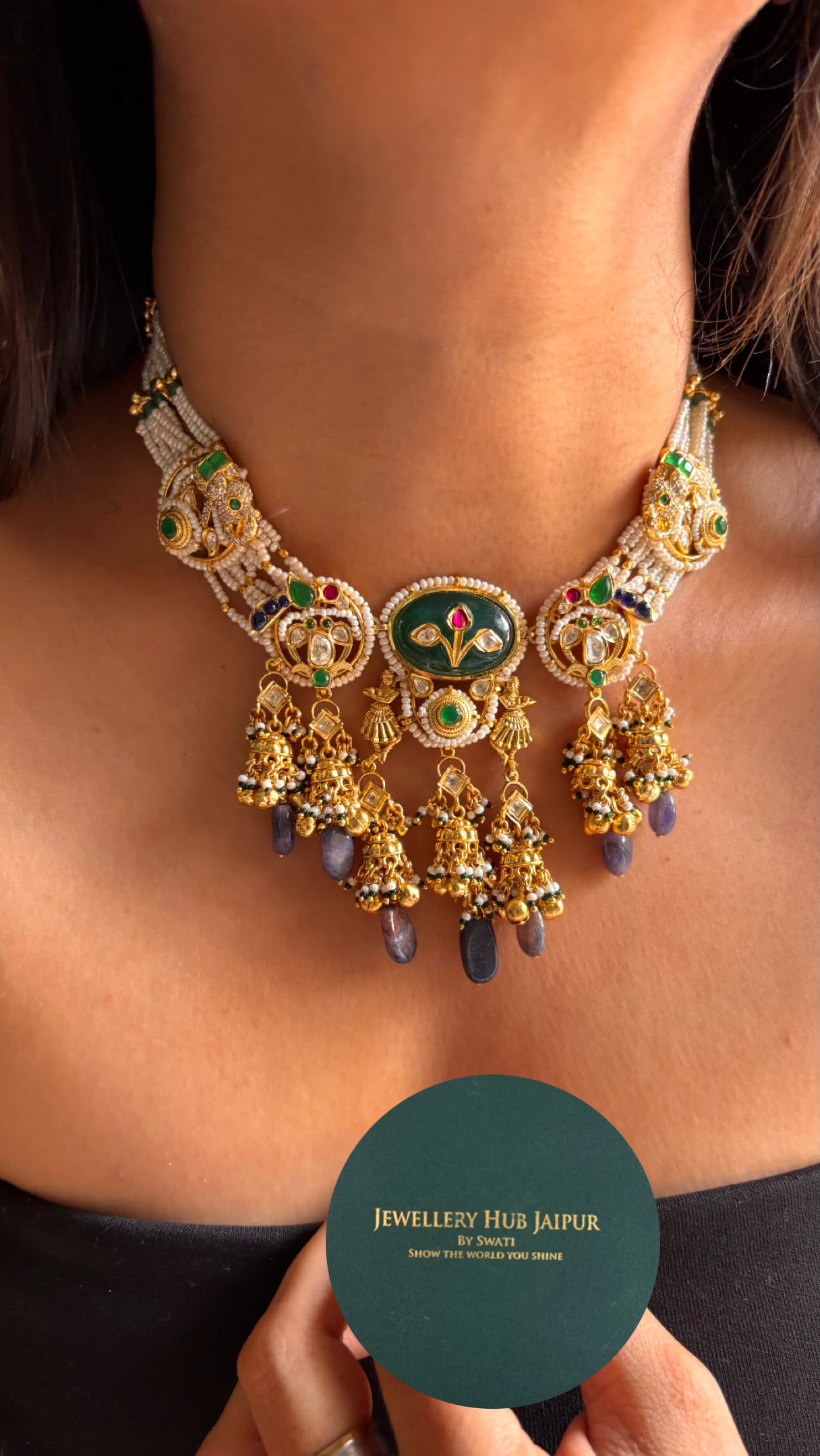 Emerald inlay heritage rajwada Necklace
