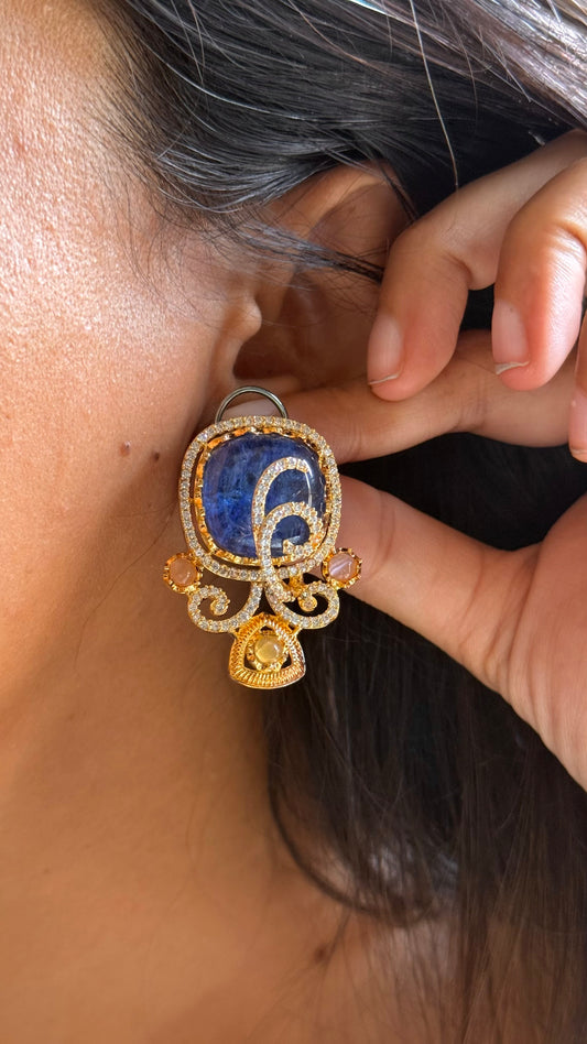 Sapphire & topaz doublet designer cocktail studs