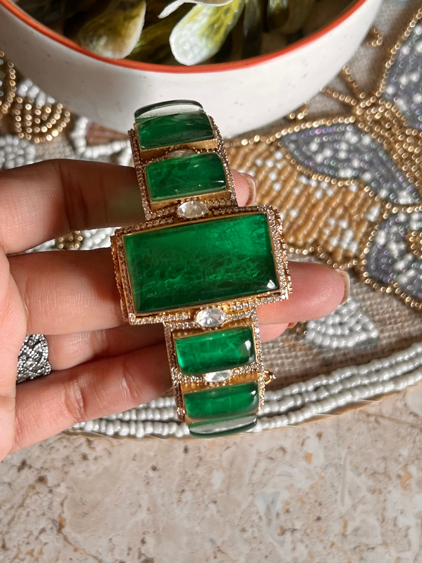 Emerald doublet bracelet