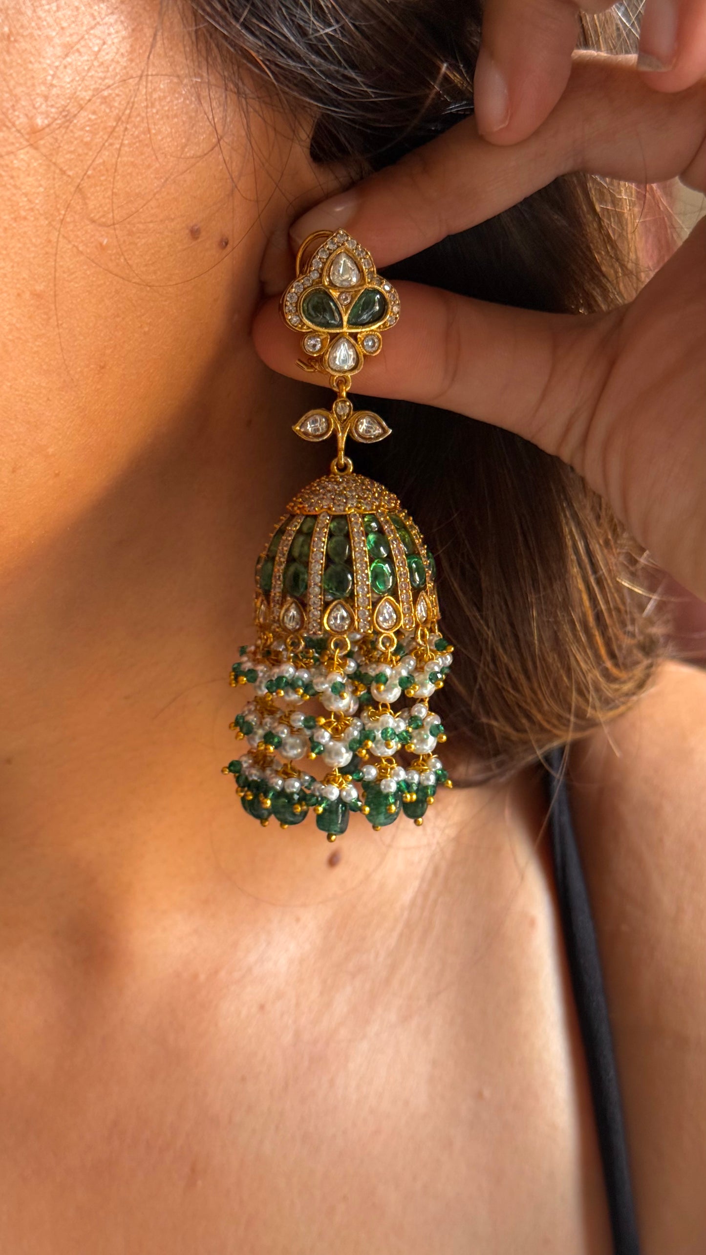 Emerald heritage jhumka