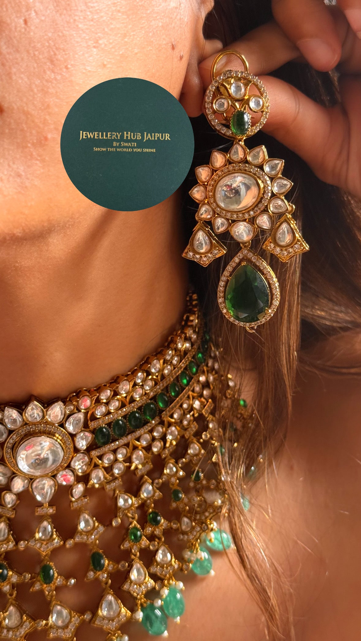 Meera- Emerald Moissanite Designer Choker