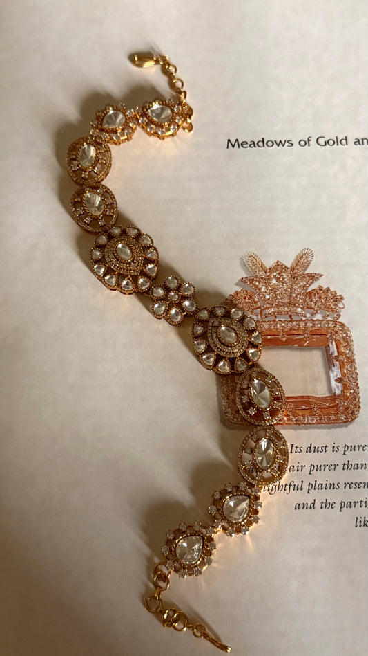 Floral moissanite polki sheesh patti