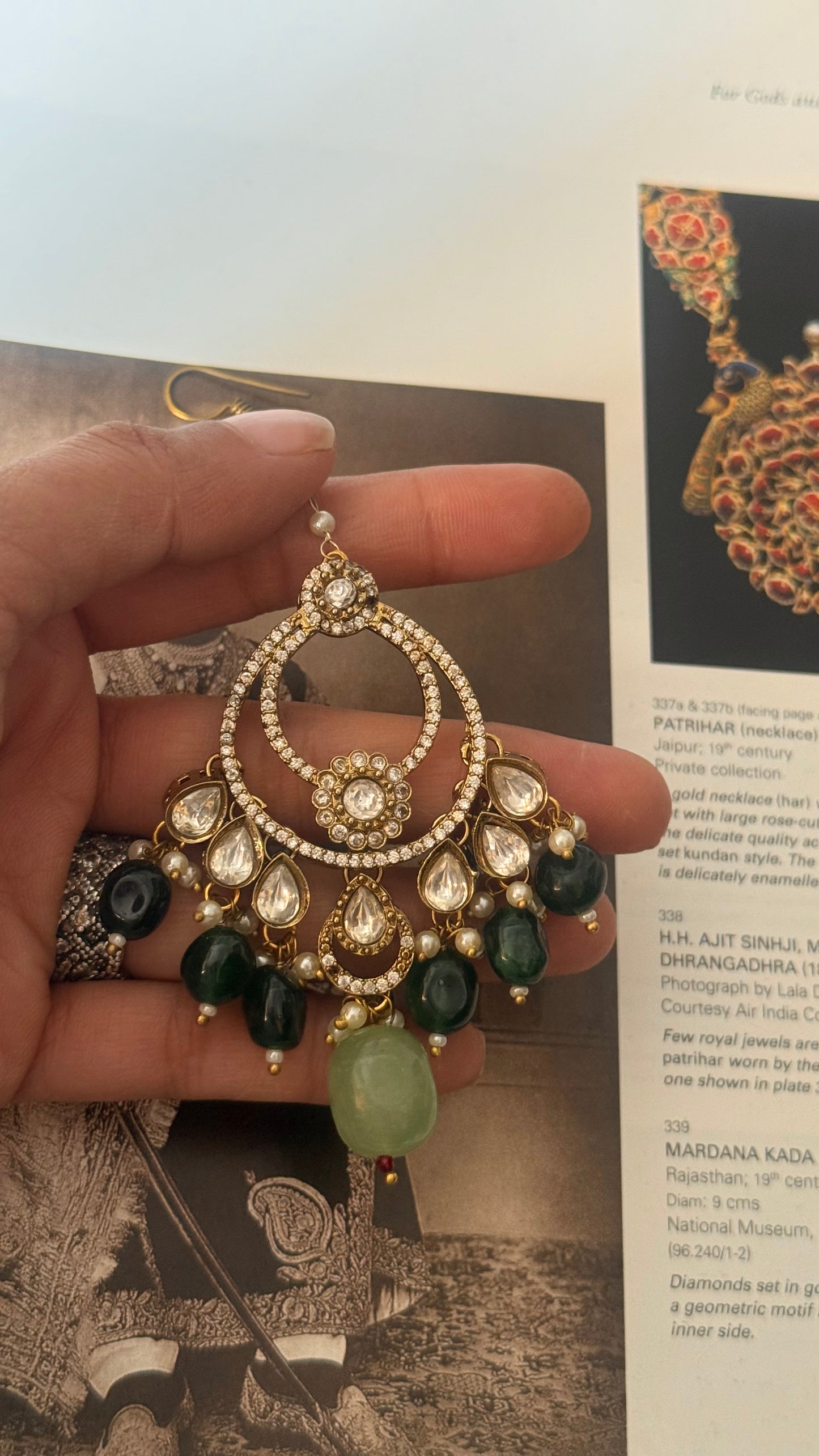 Emerald & mint Chandbali mangtika