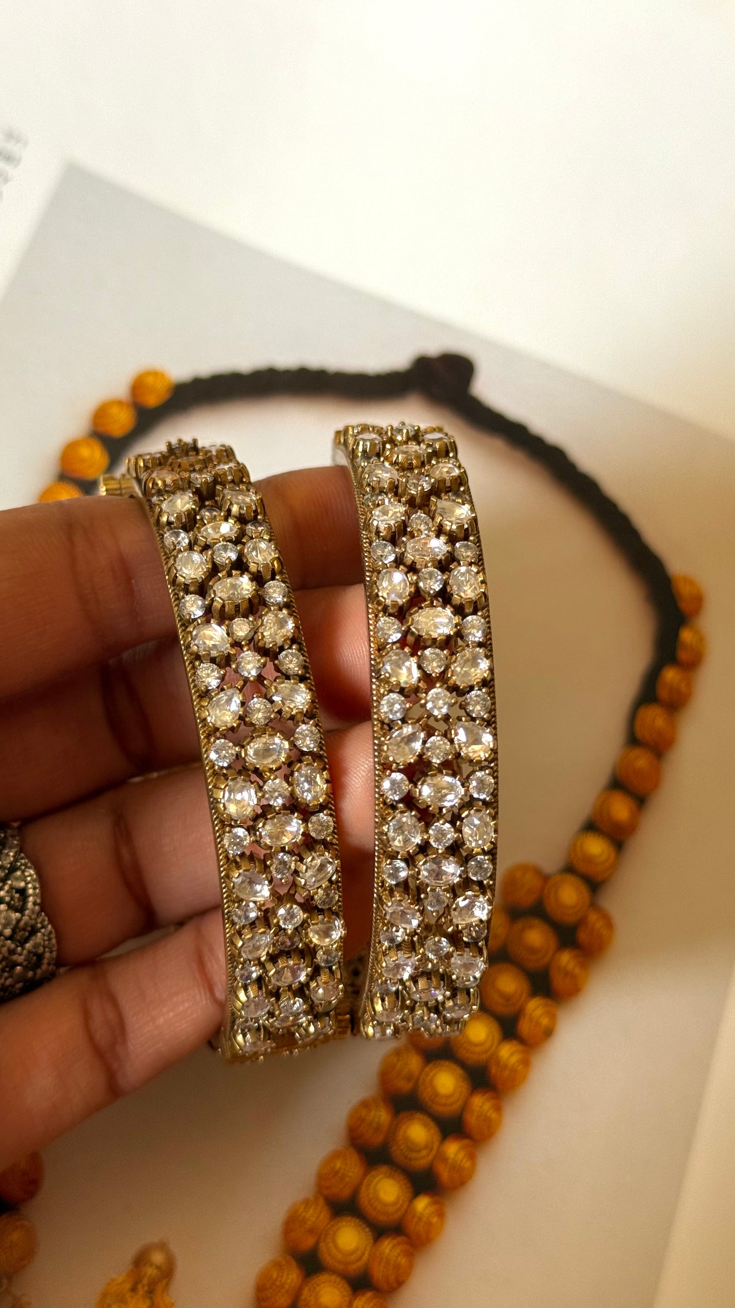 Real moissanite white polki Bangles