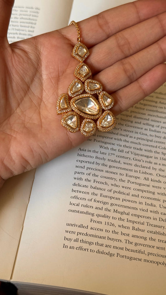 Uncut chandi polki maangtika