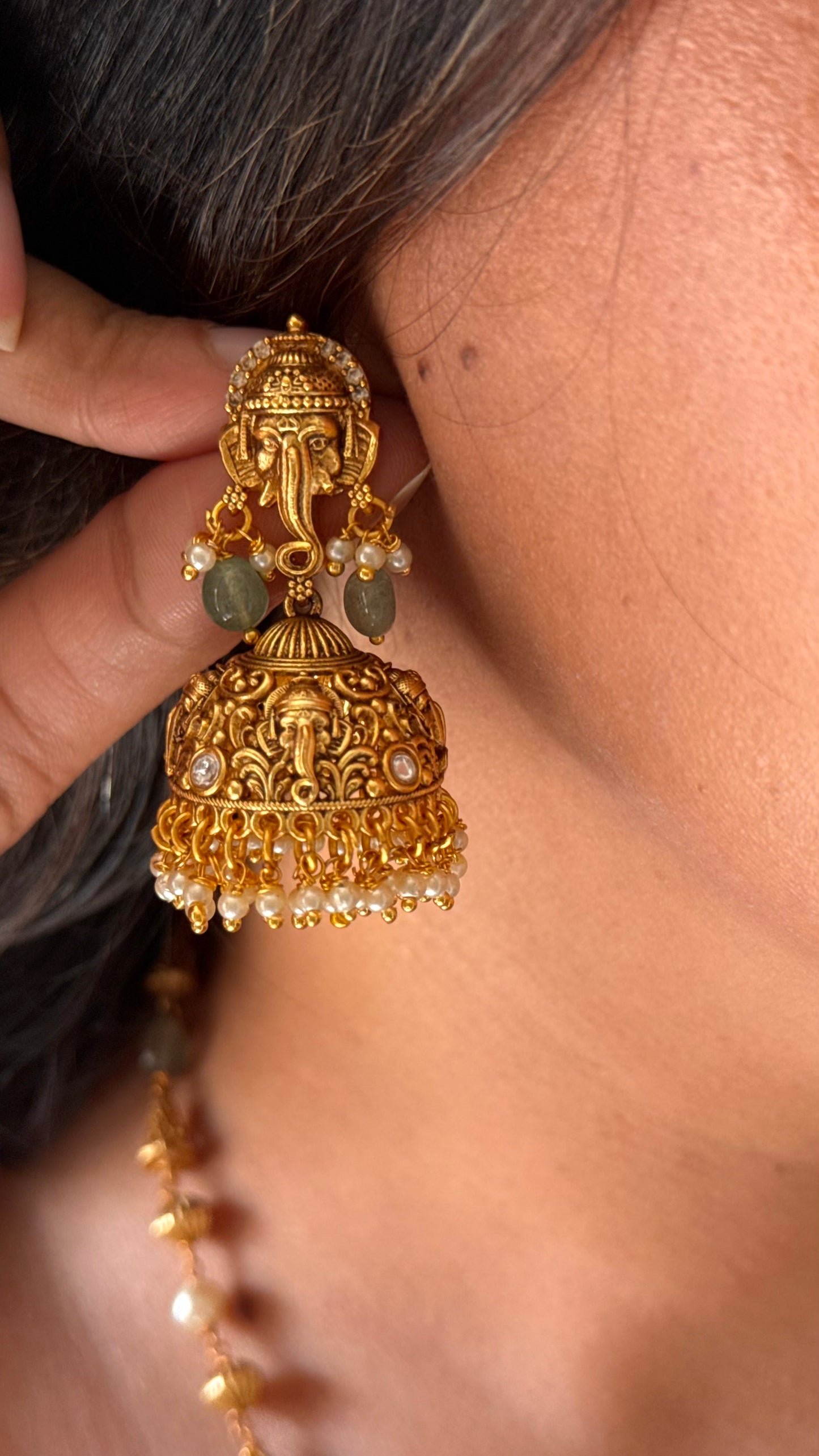 Ganeshji  inspired mint pendant set