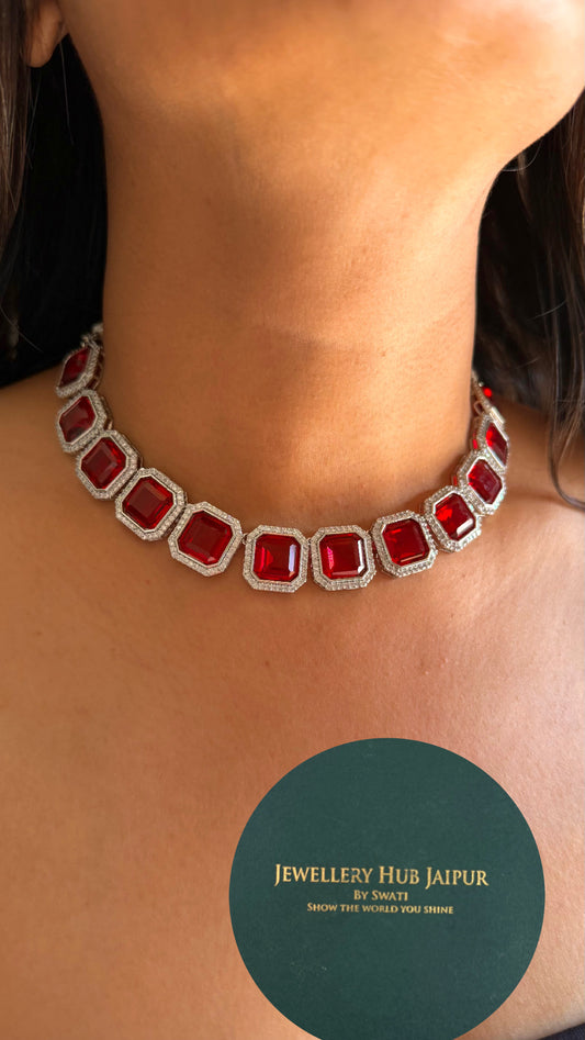 Ruby minimal rhodium polki set