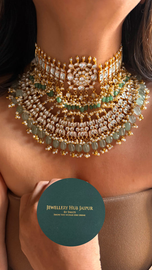 Bridal asia paachi kundan handmade real strawberries Necklace combo