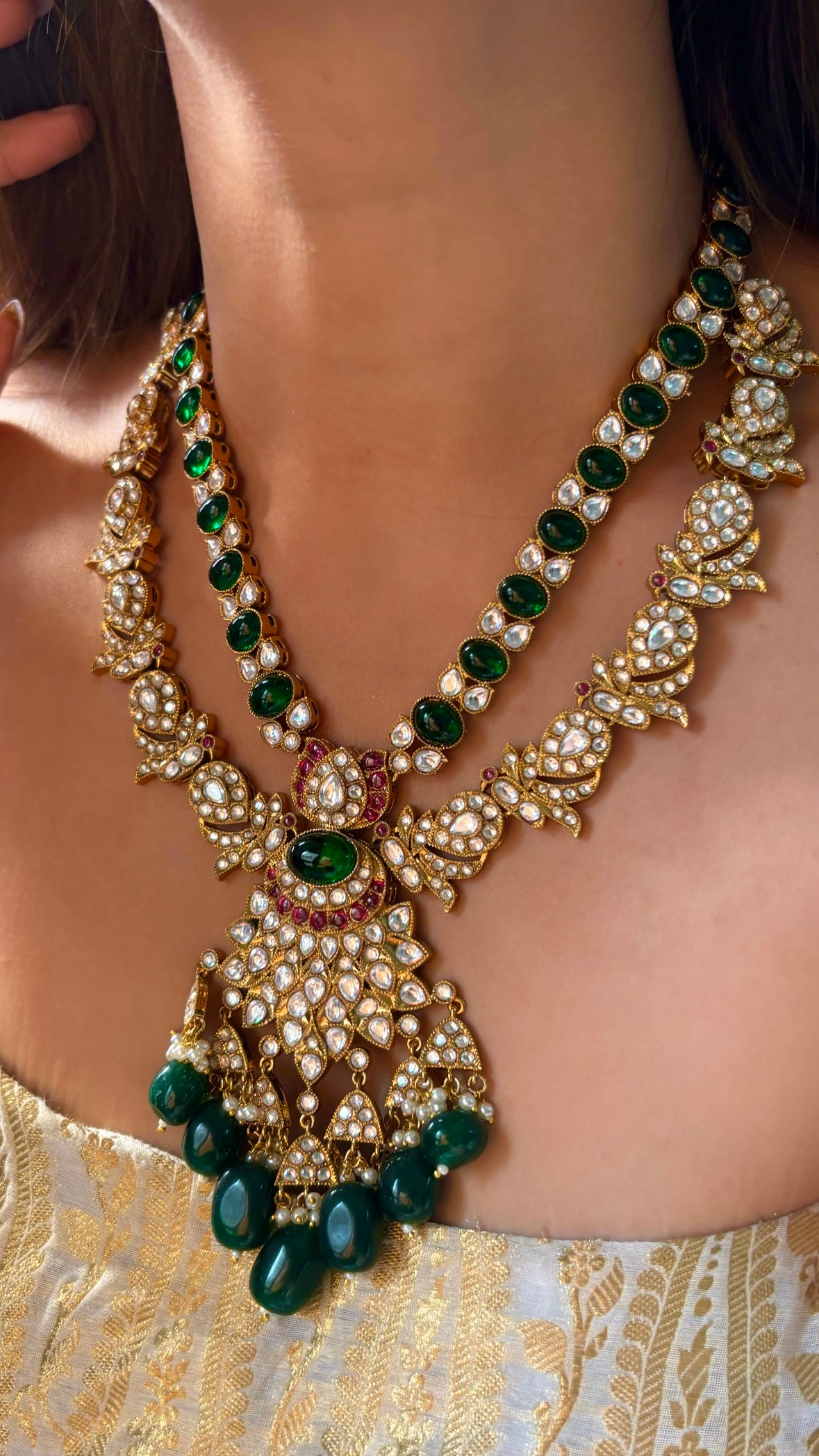 Emerald & Ruby doublet bridal asia inspired rani haar