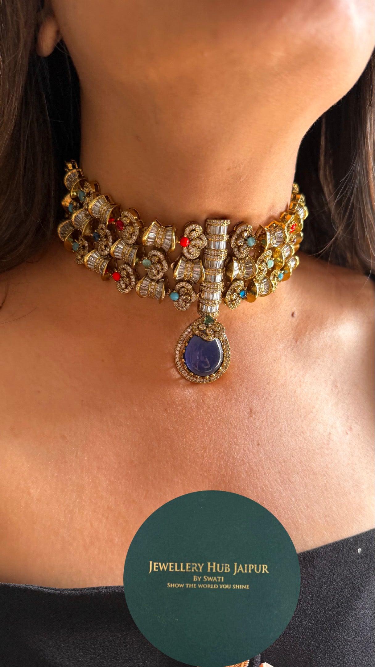Sabyasachi inspired cocktail necklace (sapphire)