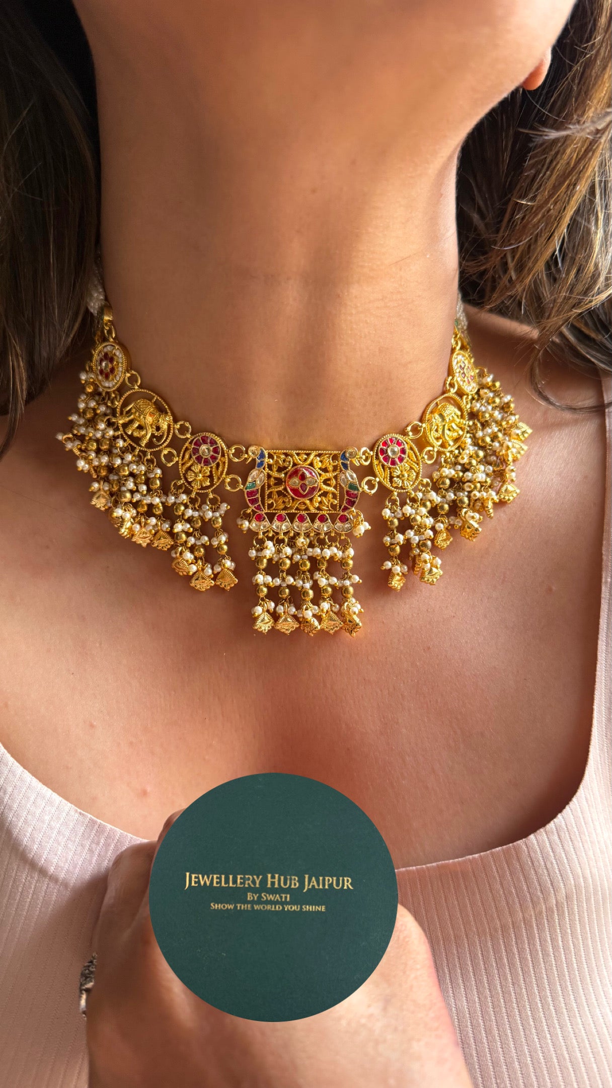 Heer golden rajwadi polki Kanthi necklace