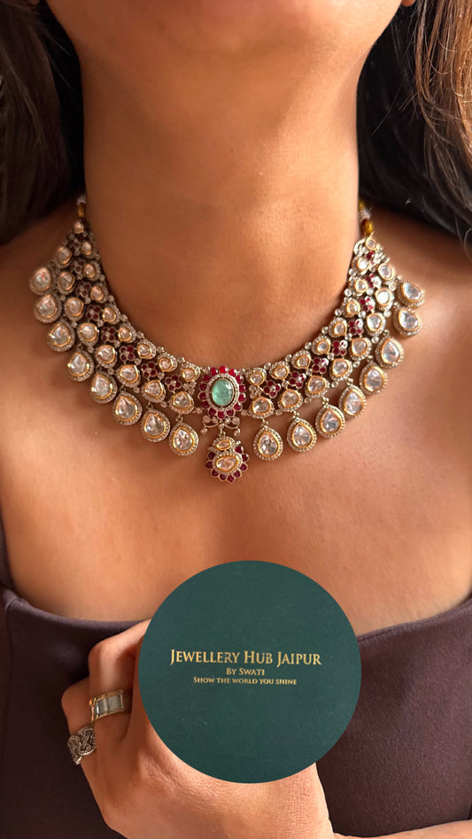 Vintage with mint doublet polki necklace