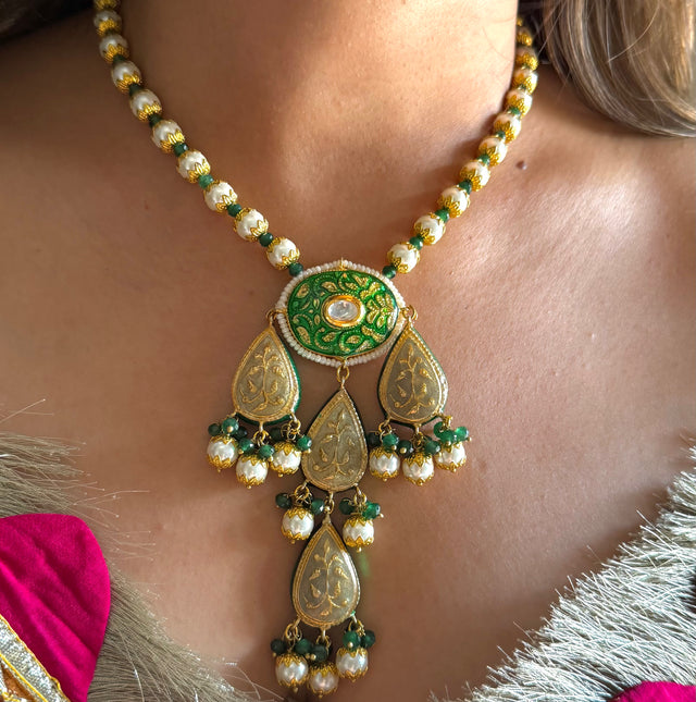 Emerald Meenakari necklace