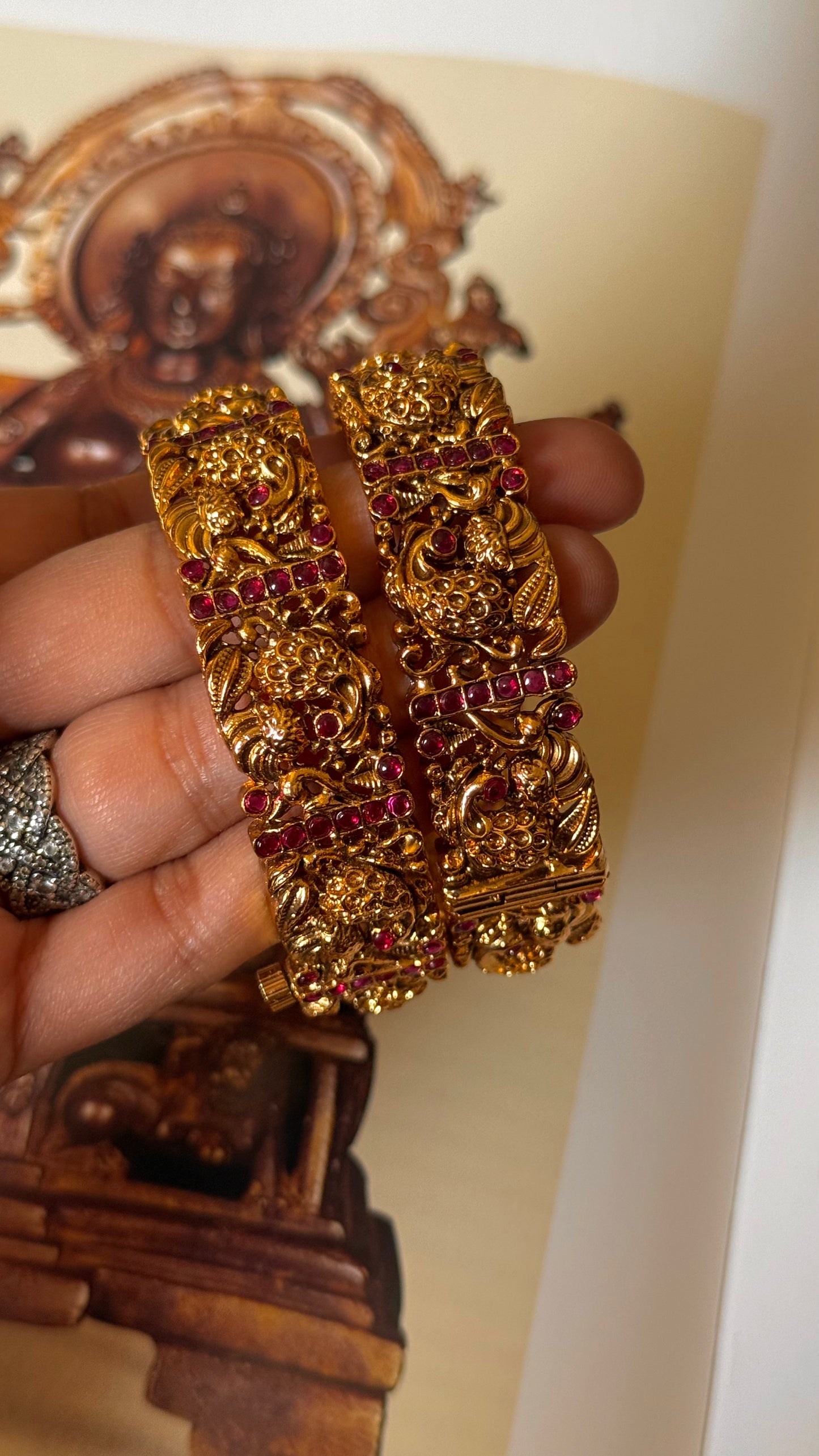 Peacock inspired rajwadi ruby bangles