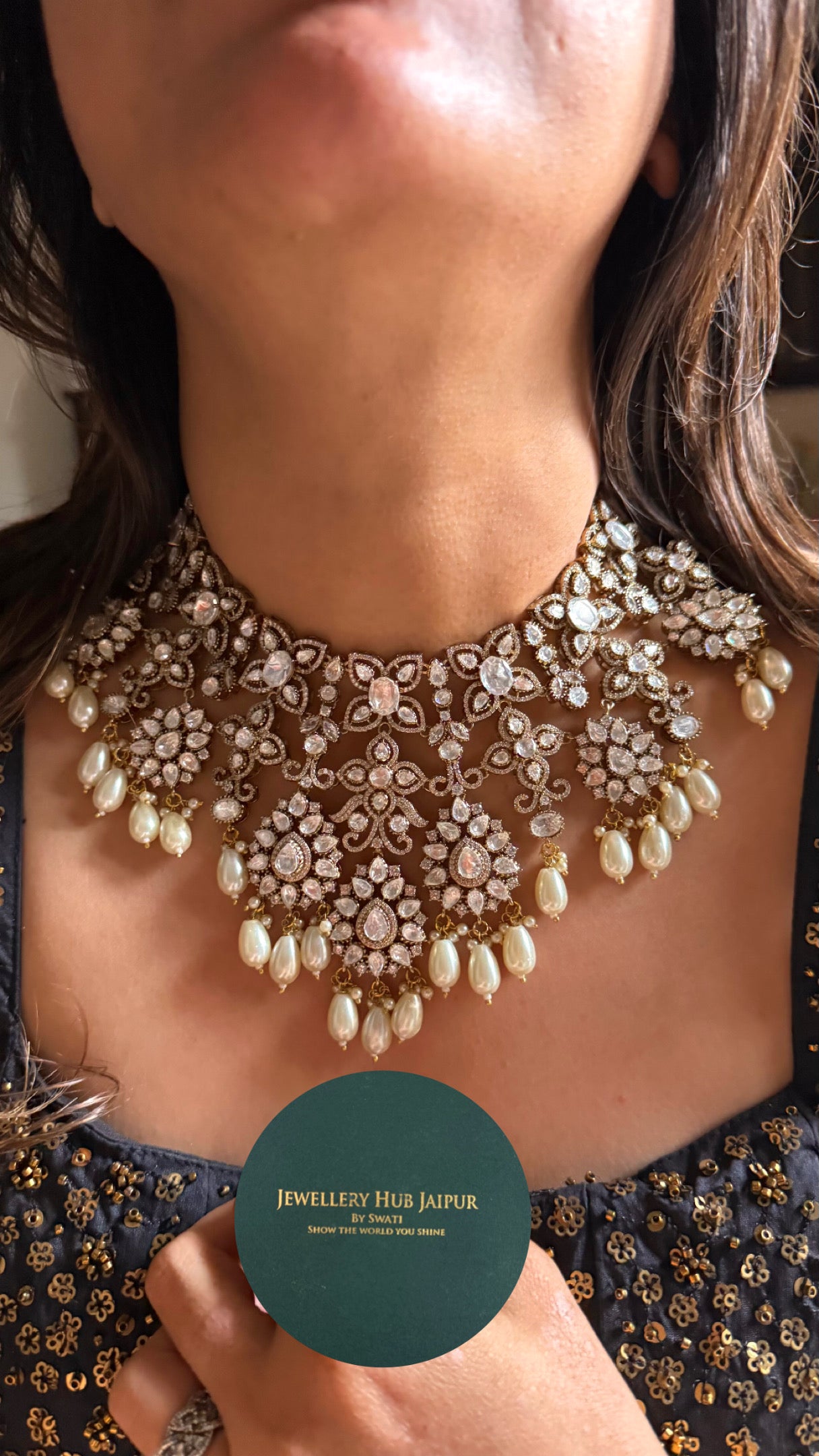 Cz diamond with strawberry drops Necklace