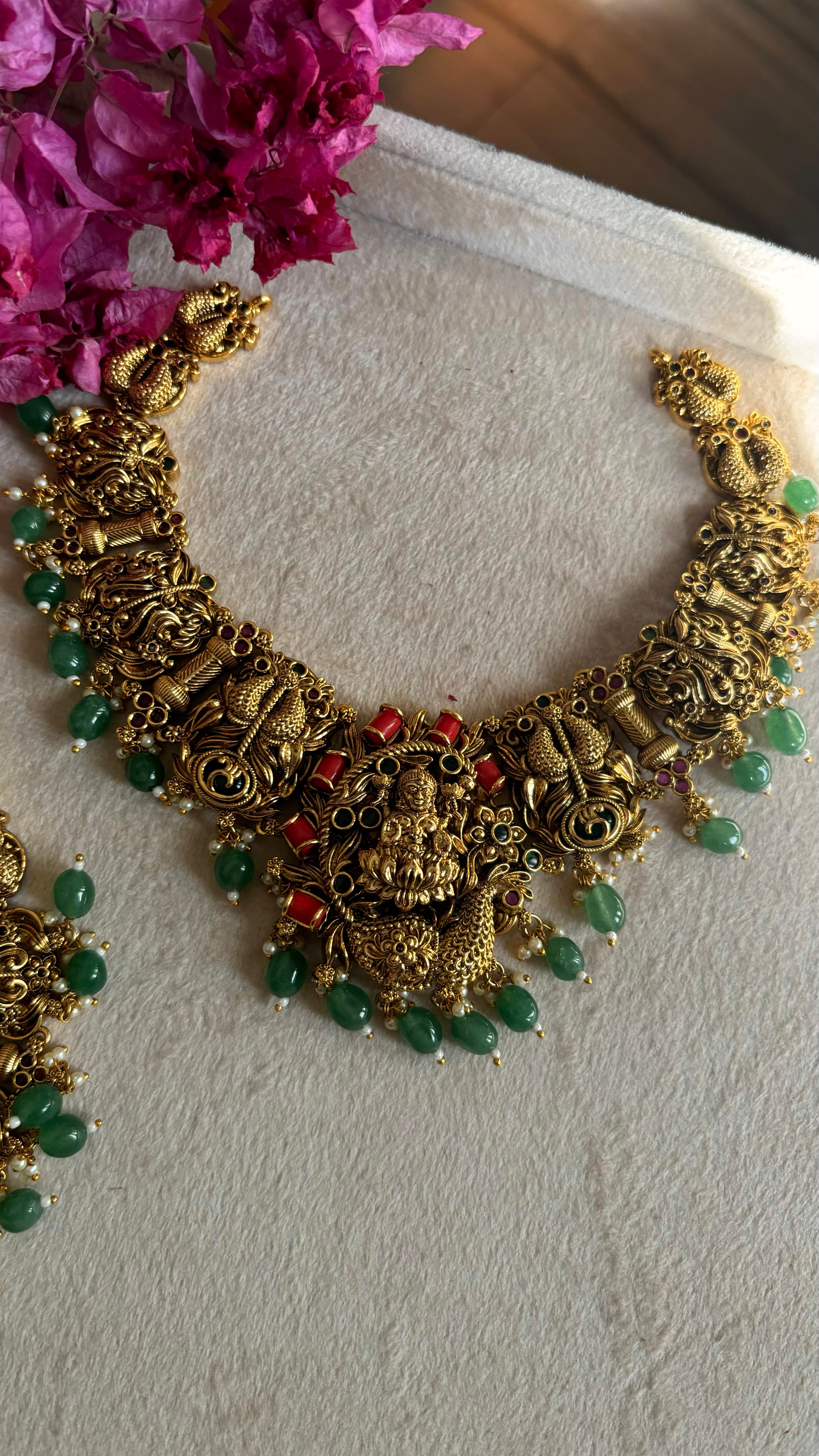 Temple jewellery combo with earrings