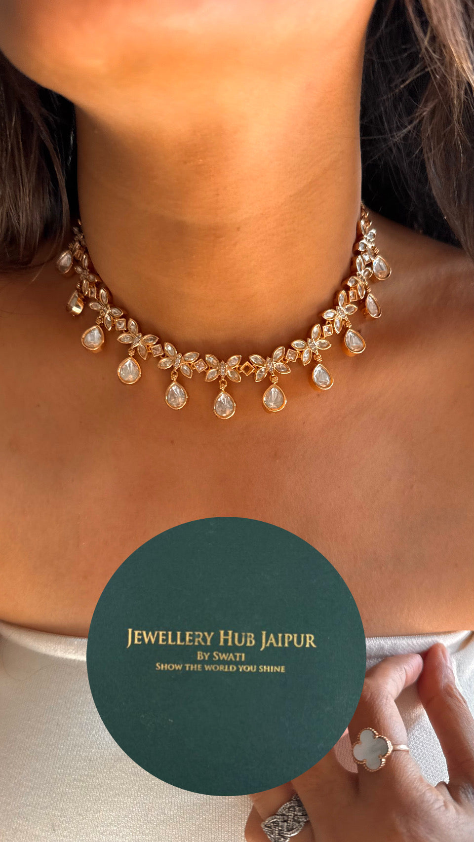 polki drop minimal collar necklace set