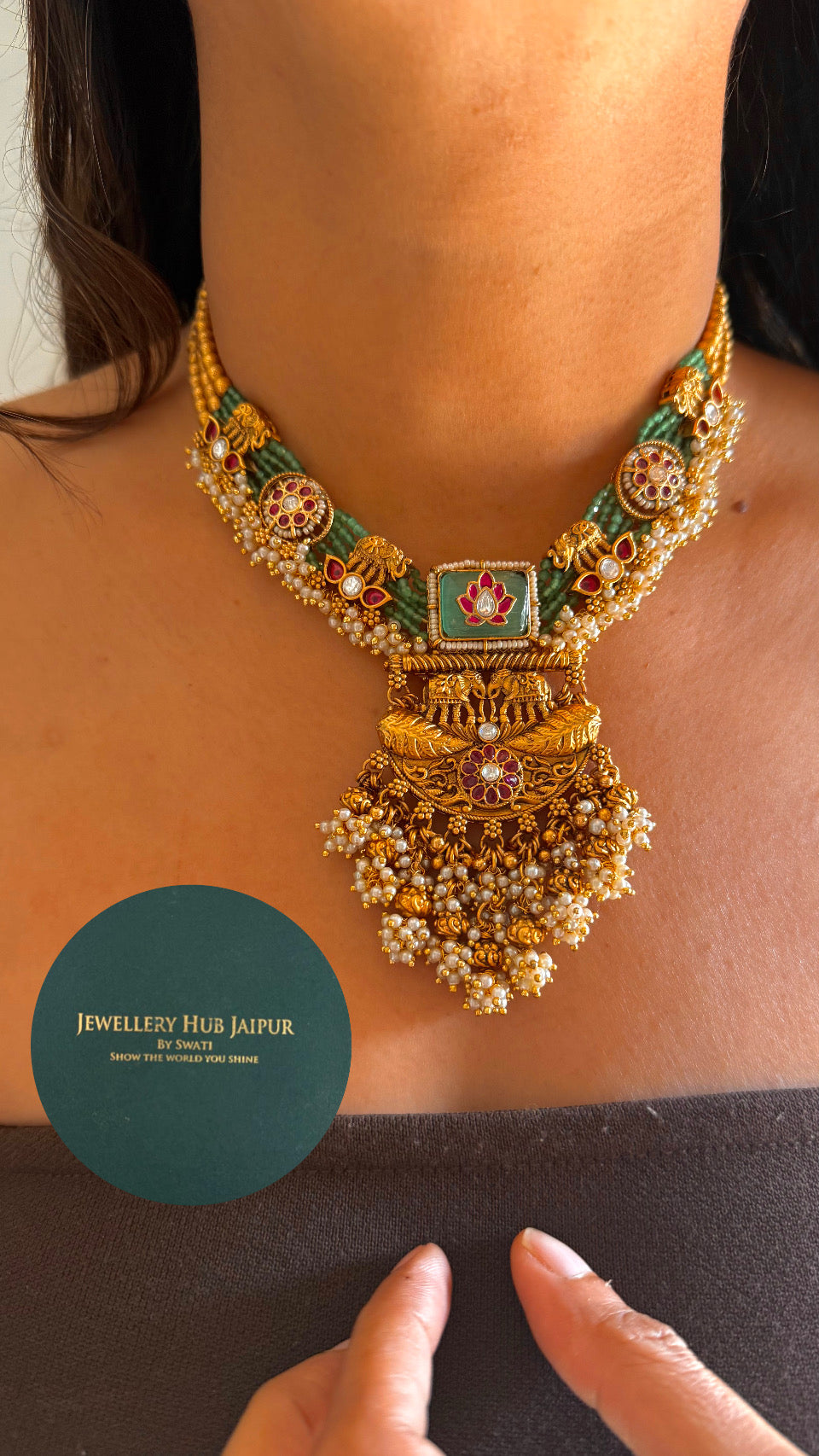 Royal heritage necklace with inlay designer nakashee