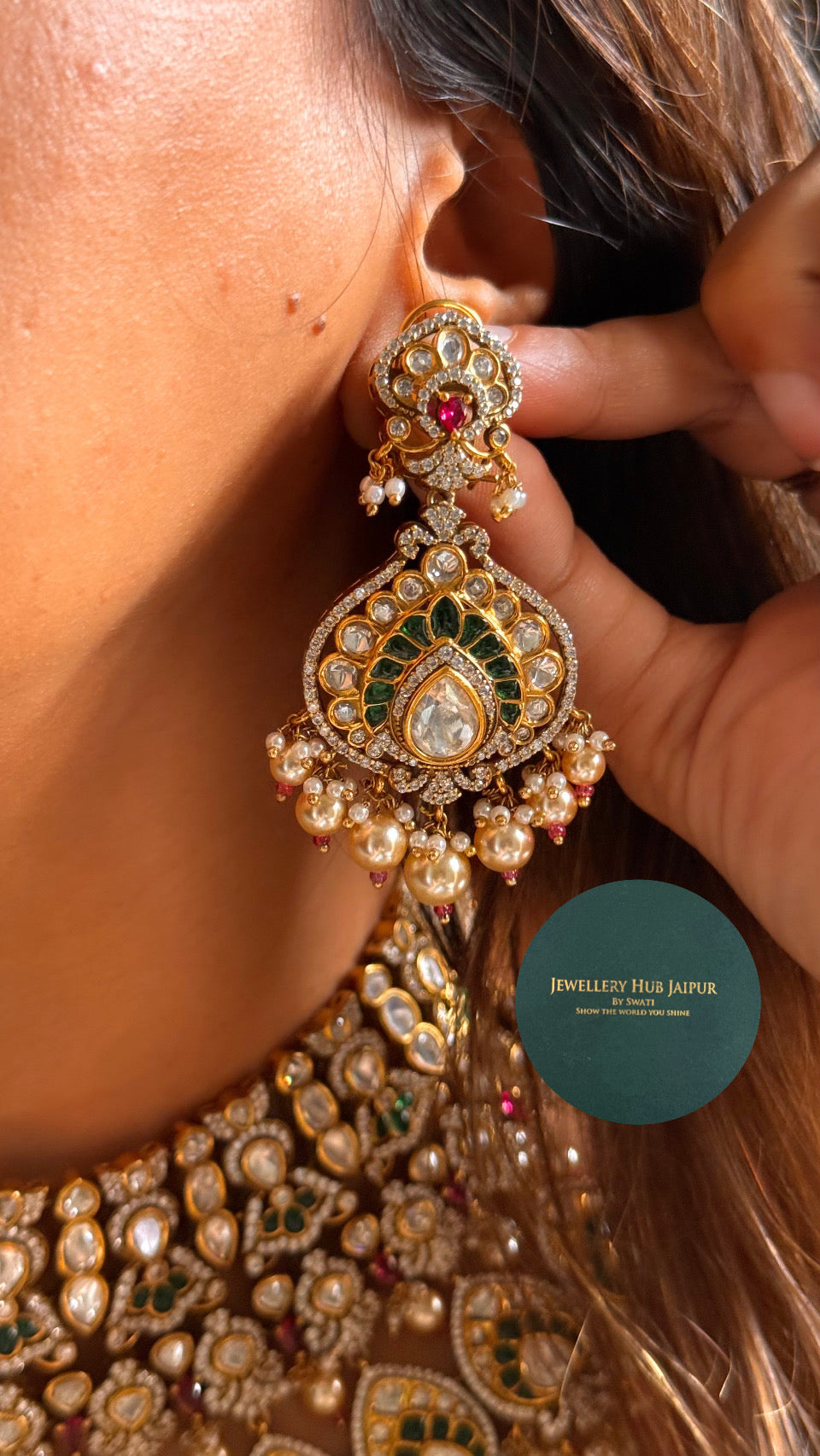Heritage ruby & emerald bridal choker set