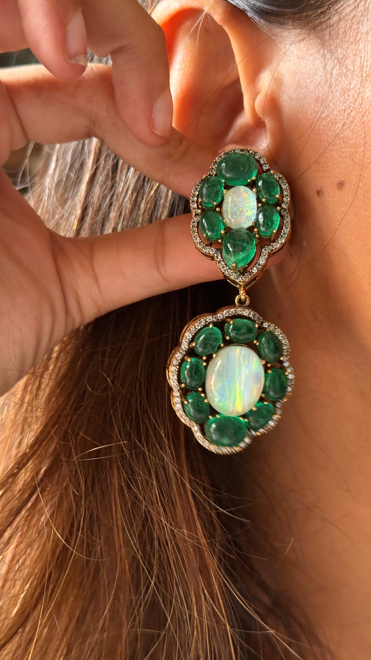 Real emerald & Zade danglers