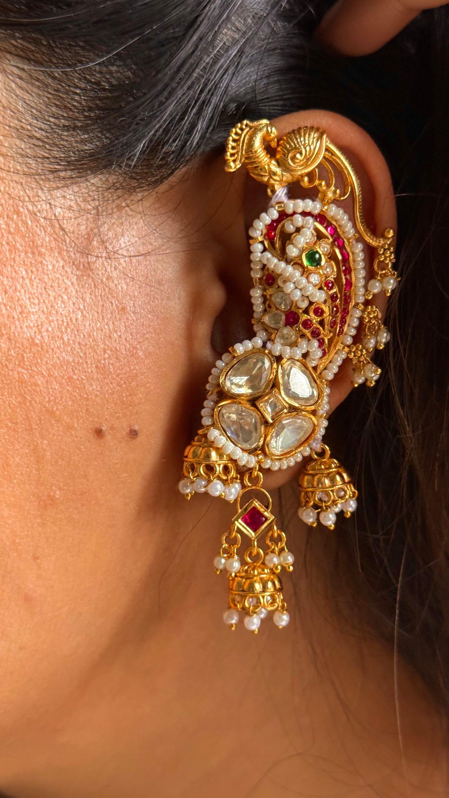 Heritage moissanite floral ear cuff