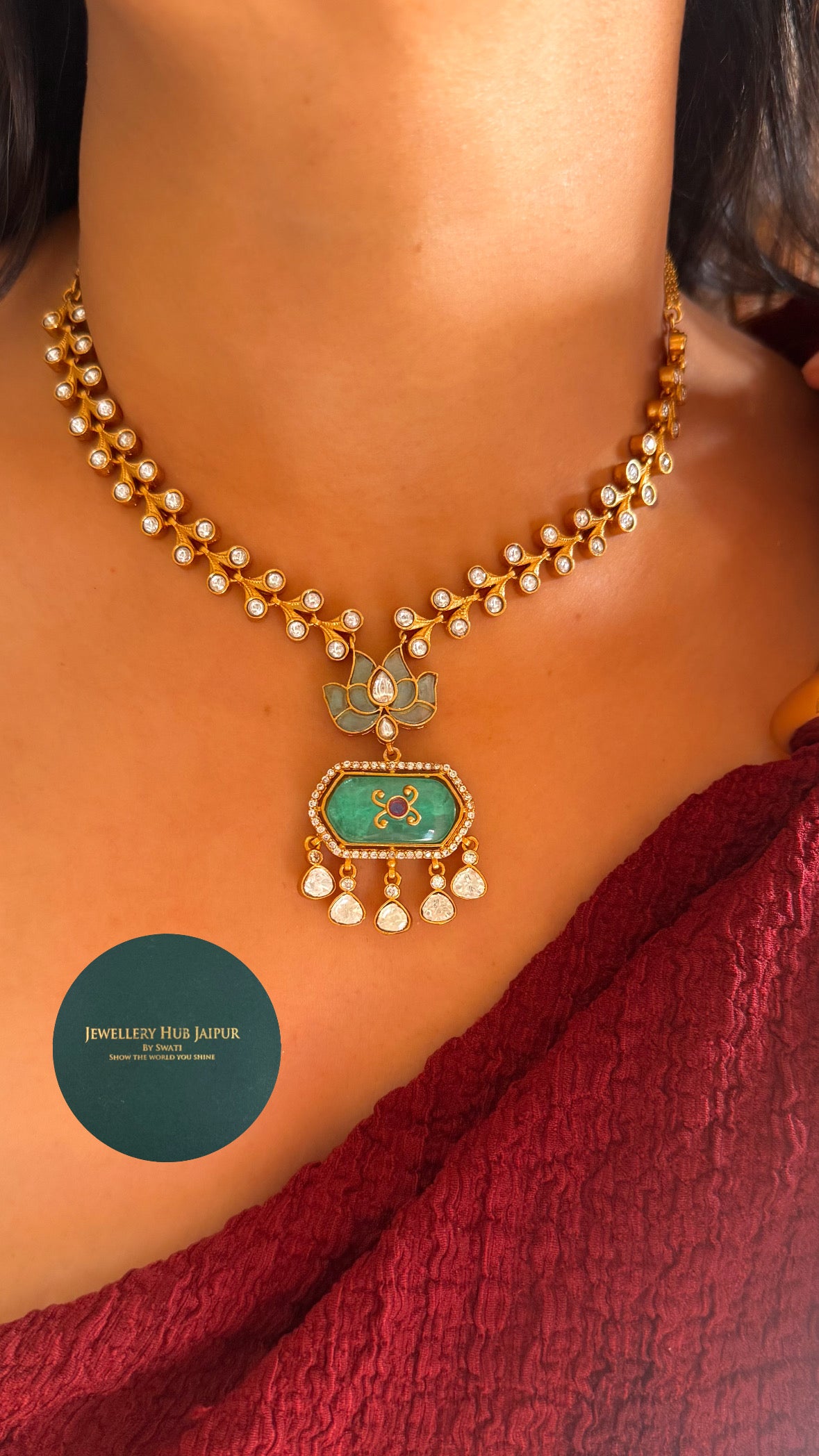 Mint doun]blet real moissanite necklace