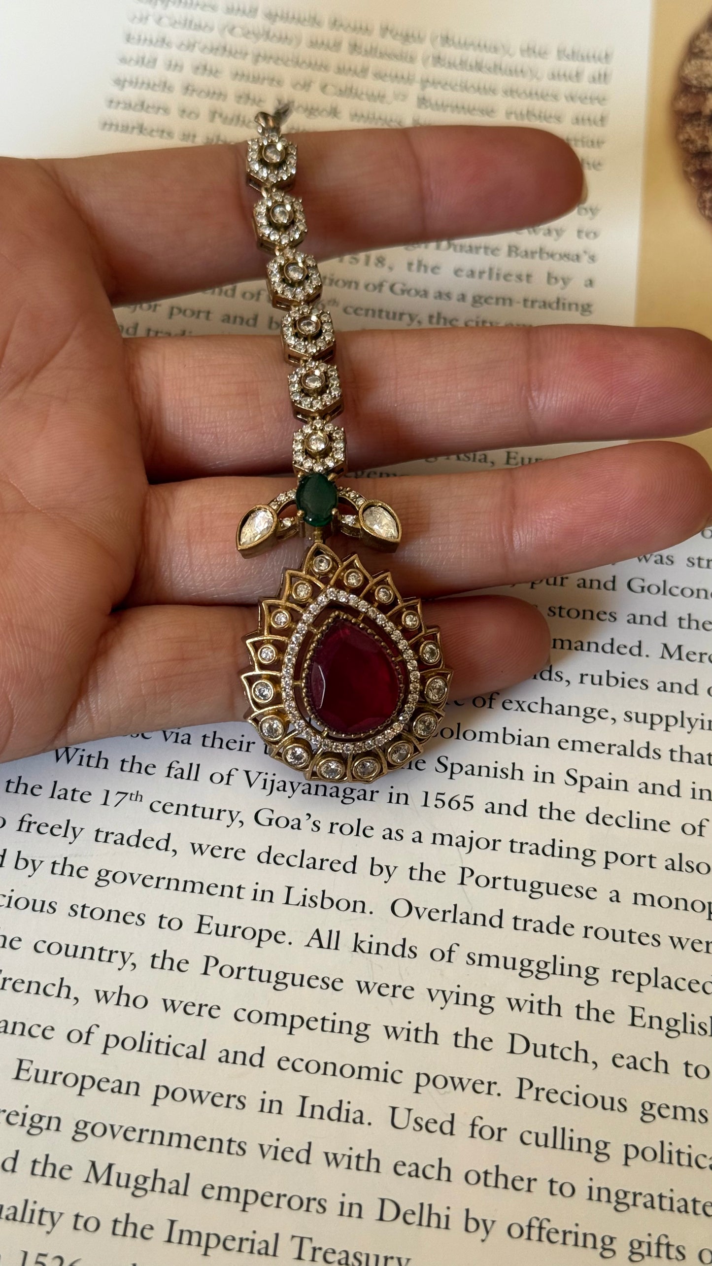 Ruby doublet& emerald victorian maangtika