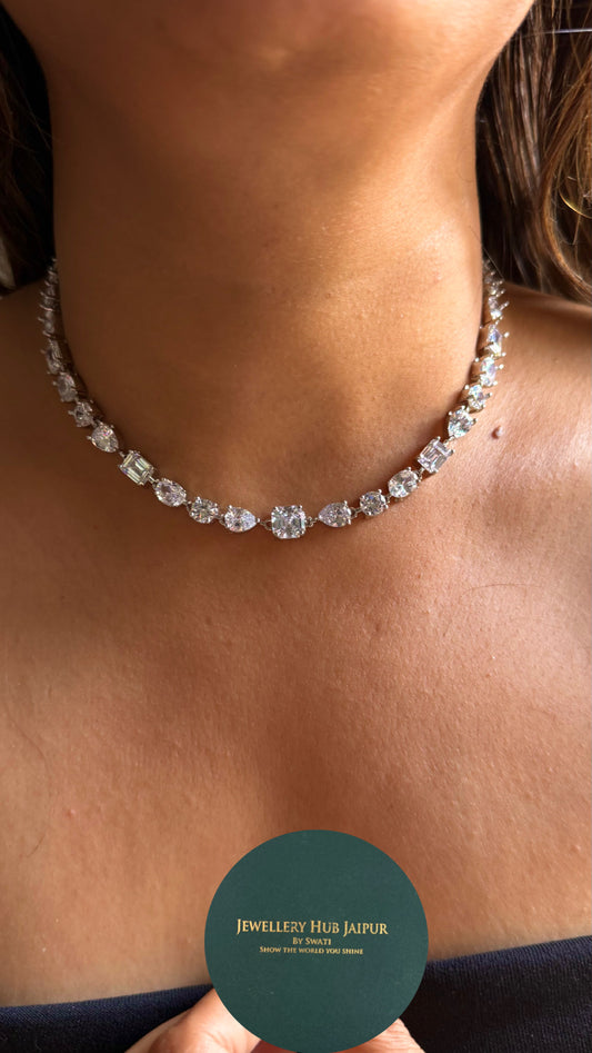 Single line uncut cz diamond necklace
