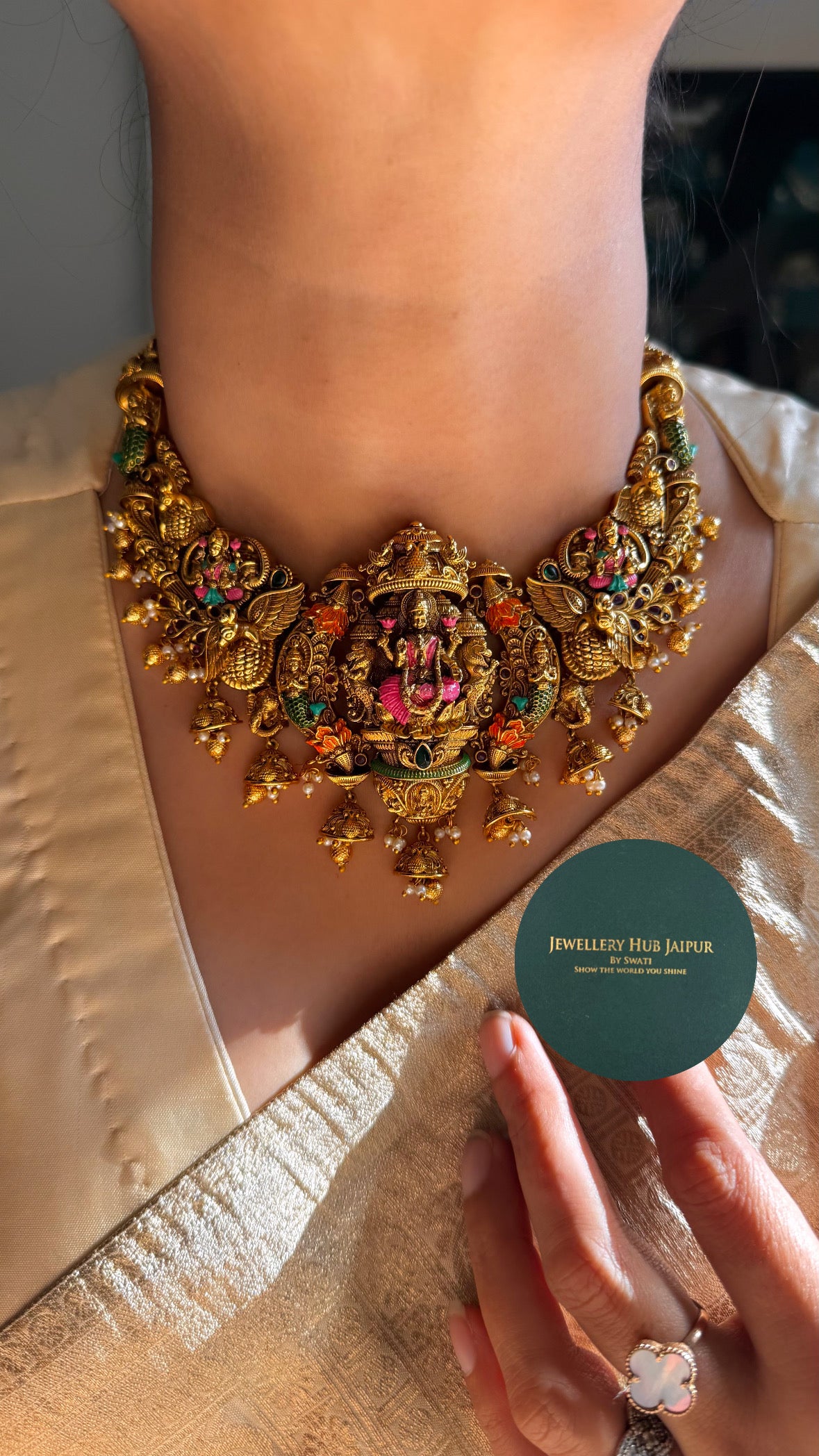 Goddess laxmi temple Meenakari Statement Necklace