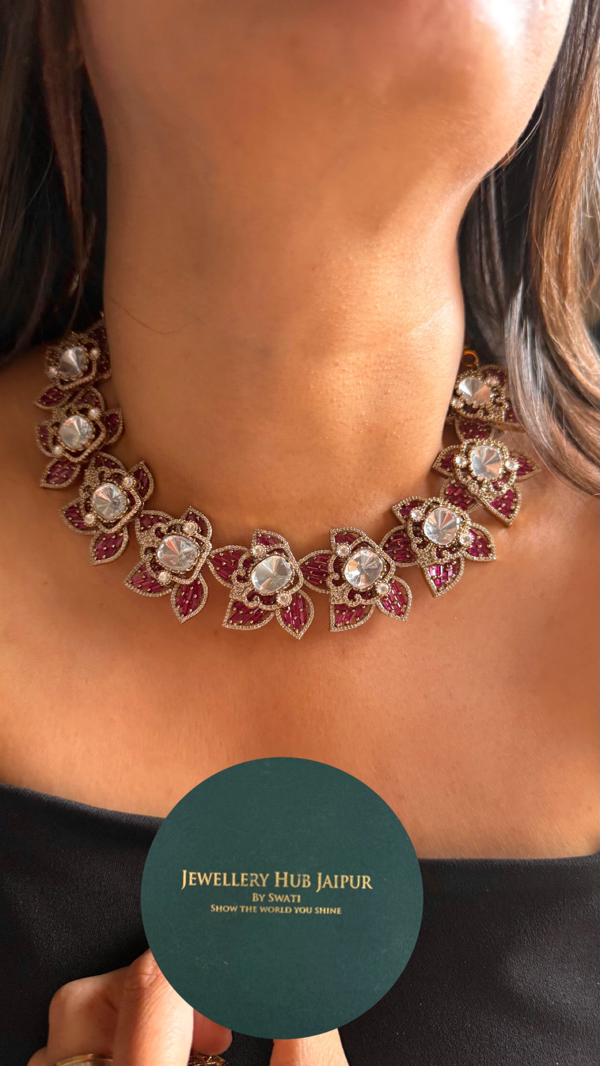 uncut polki ruby cocktail necklace