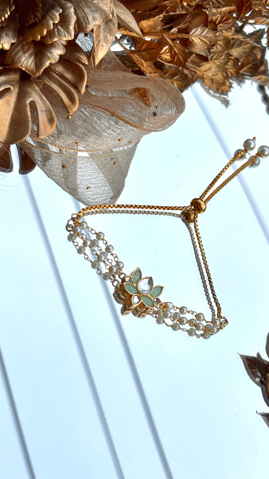 Mint Lotus inspired rakhi (shipping will be extra )