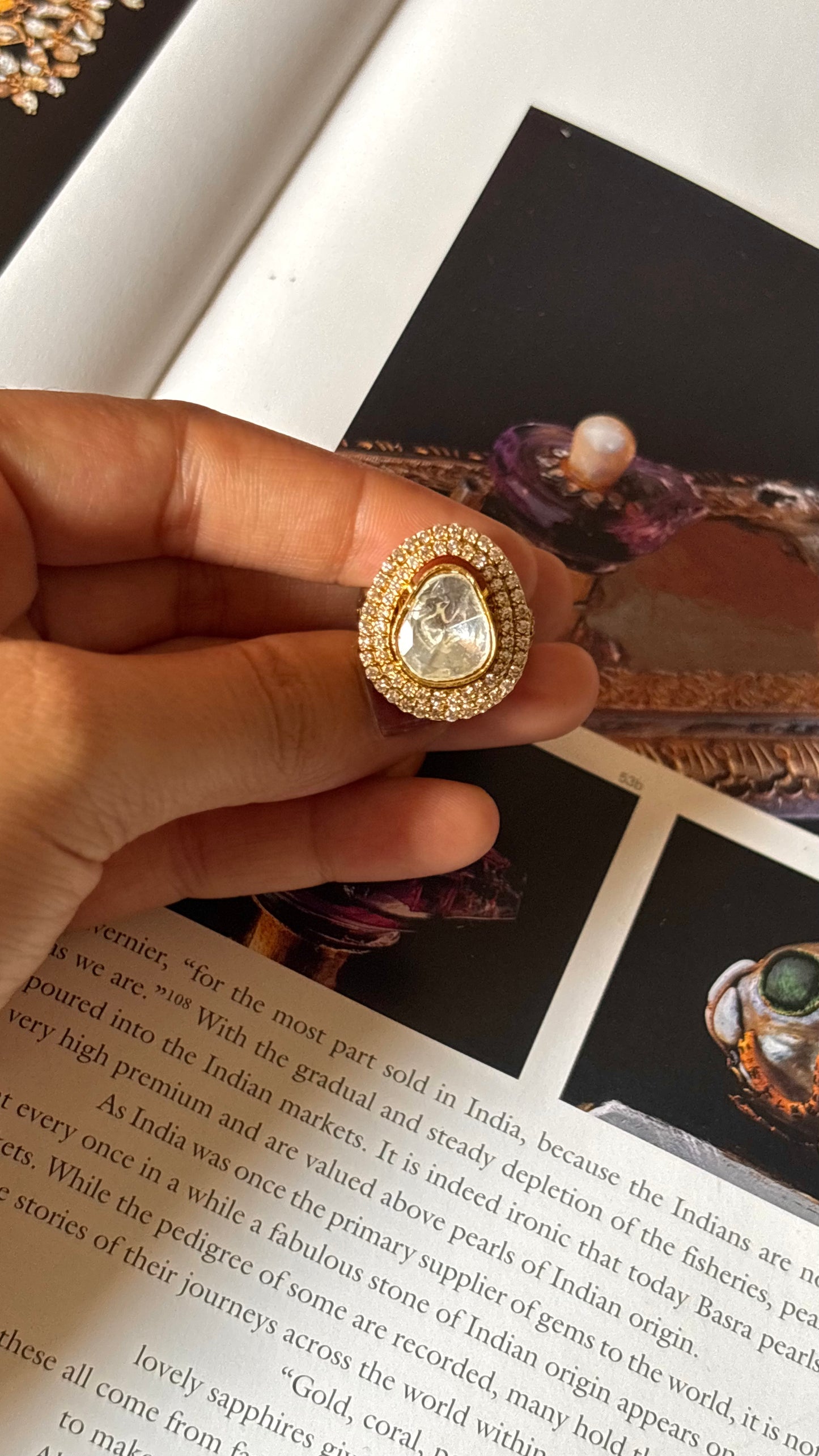 Uncut polki diamond ring